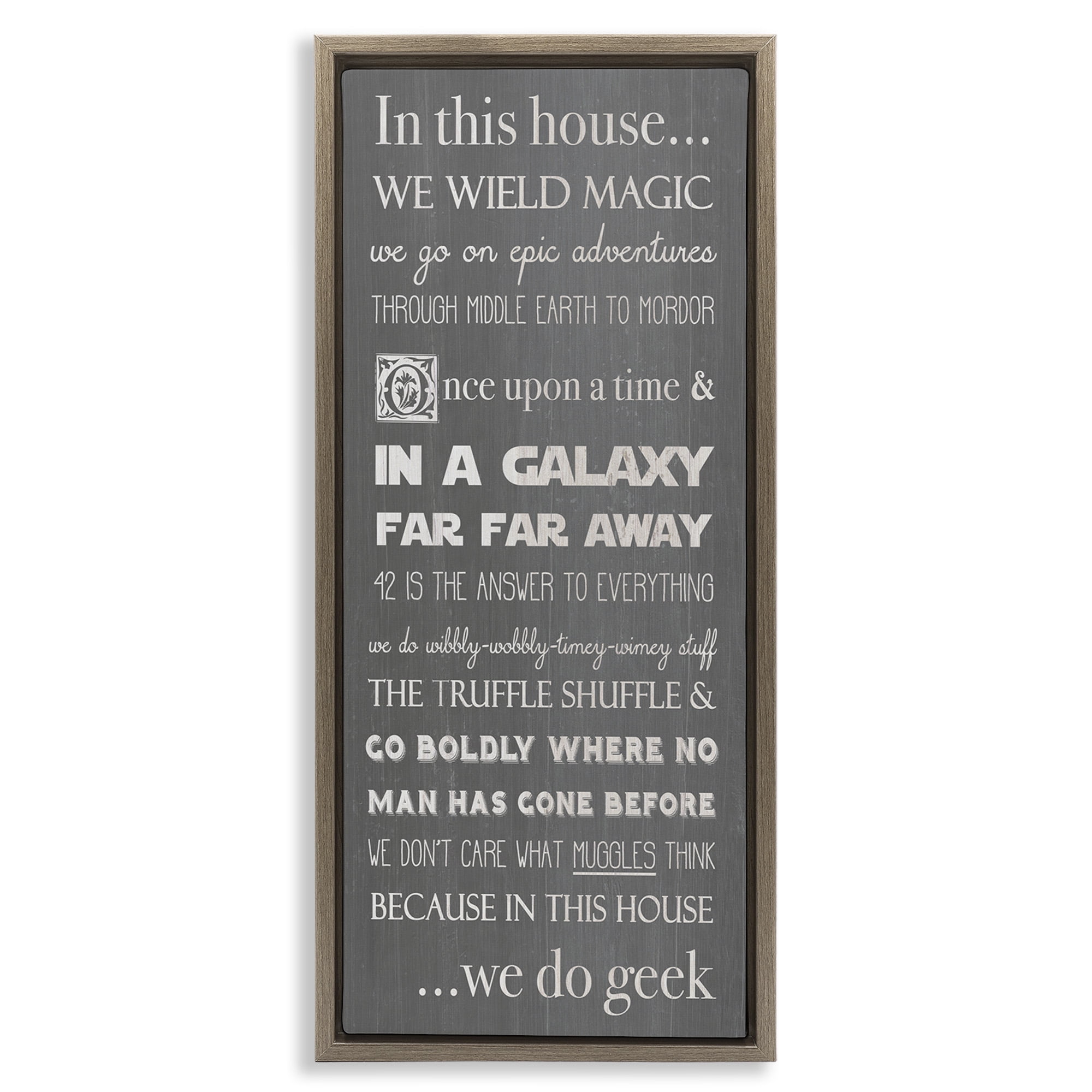 Stupell Industries Family Movie Night Phrases Typography Painting Brown Floater Framed Canvas Art Print Wall Art, 15 x 31