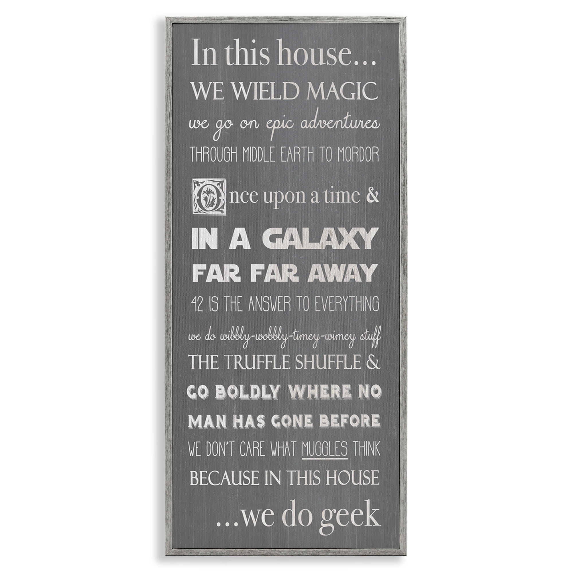 Stupell Industries Family Movie Night Phrases Typography Painting Gray Framed Art Print Wall Art, 13 x 30