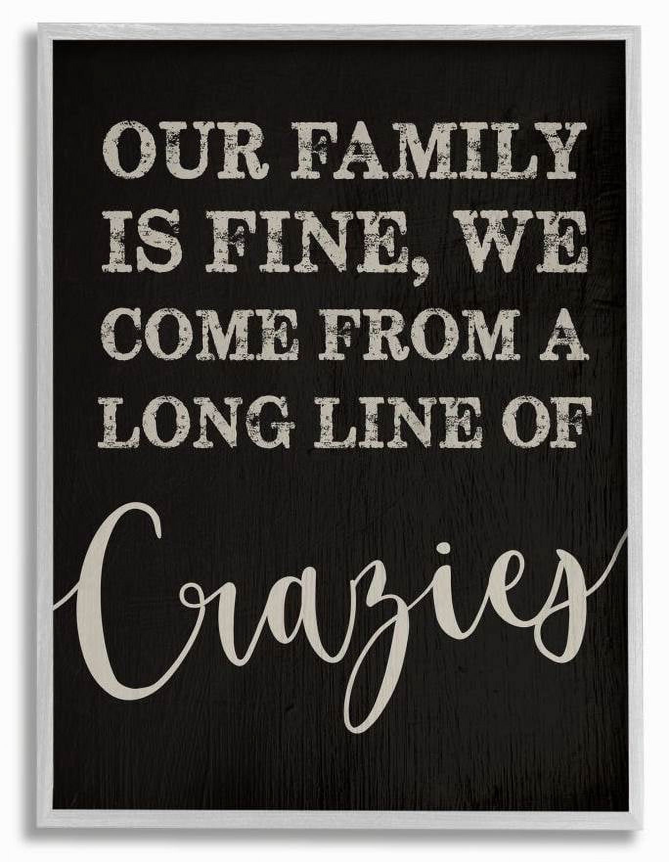 Stupell Industries Family Of Crazies Funny Wood Texture Word Black Design Framed Wall Art by Daphne Polselli
