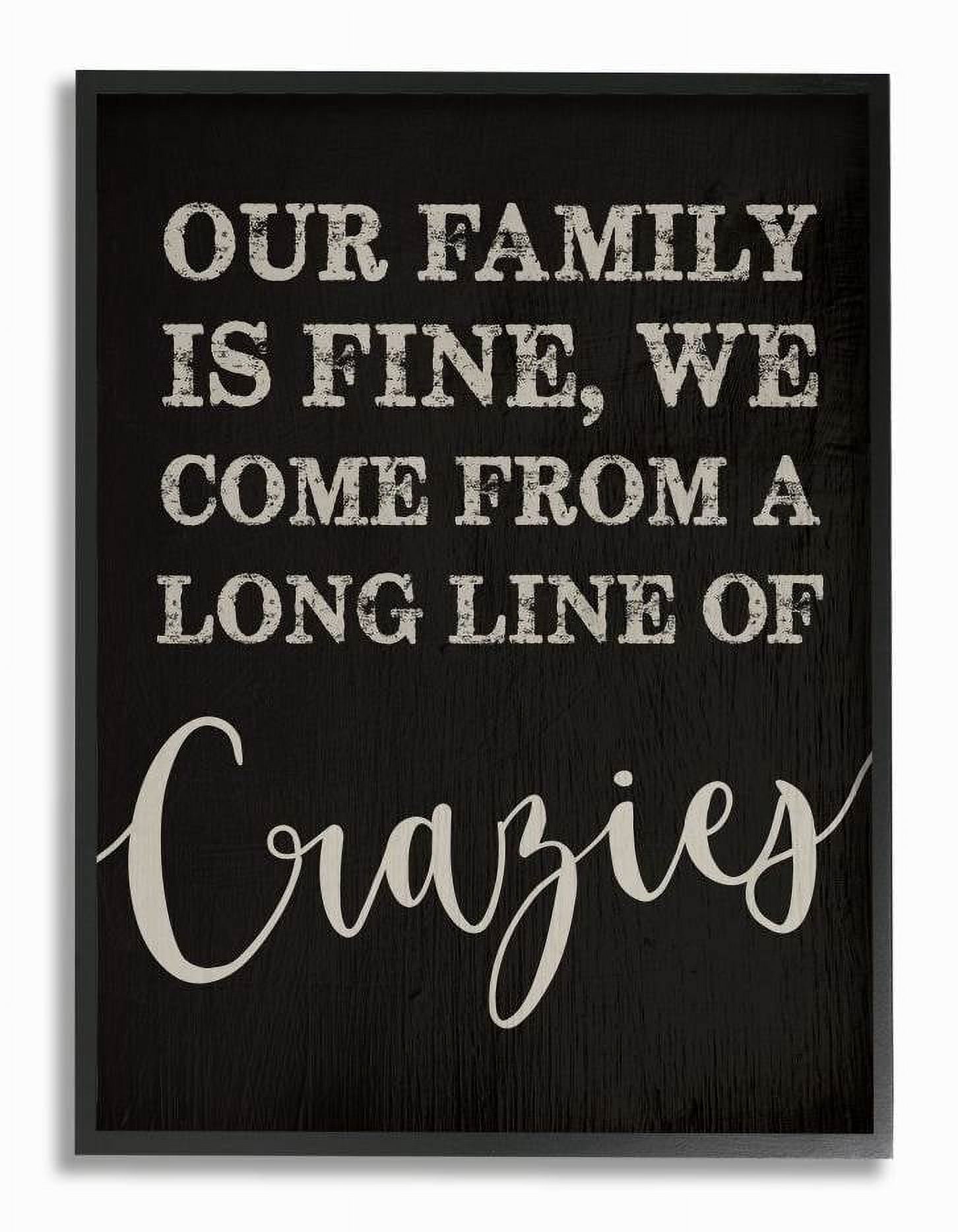 Stupell Industries Family Of Crazies Funny Wood Texture Word Black Design Framed Wall Art by Daphne Polselli