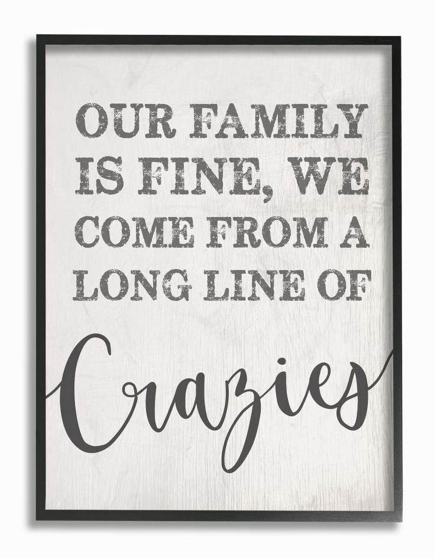 Stupell Industries Family Of Crazies Funny Wood Texture Word Design Framed Wall Art by Daphne Polselli