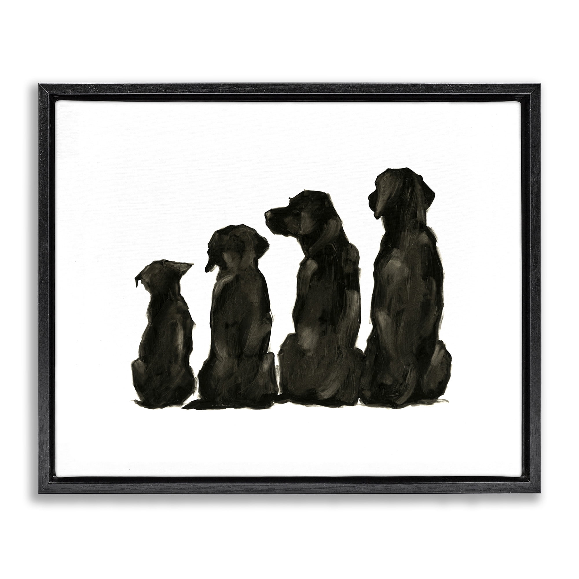Stupell Industries Family Pet Silhouette Design Animals & Insects Painting Black Floater Framed Canvas Art Print Wall Art, 21 x 17