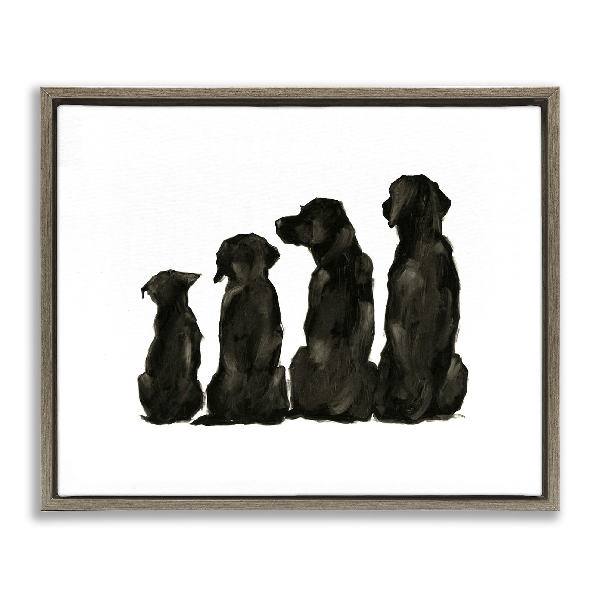Stupell Industries Family Pet Silhouette Design Animals & Insects Painting Brown Floater Framed Canvas Art Print Wall Art, 21 x 17
