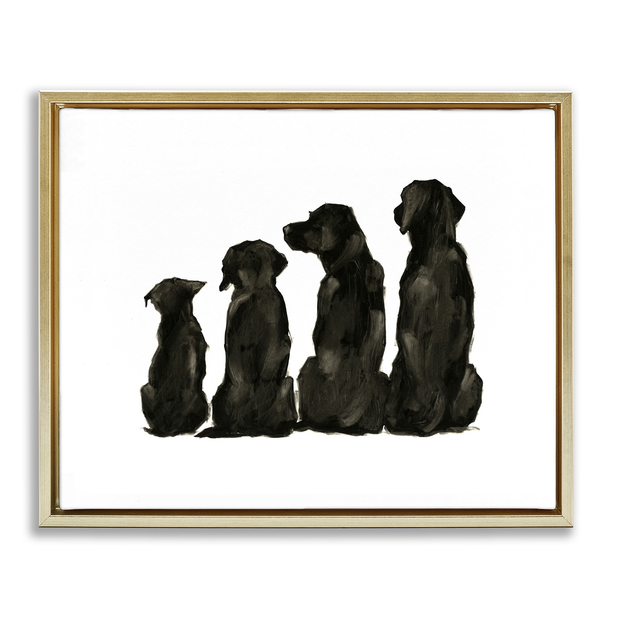 Stupell Industries Family Pet Silhouette Design Animals & Insects Painting Gold Floater Framed Canvas Art Print Wall Art, 31 x 25