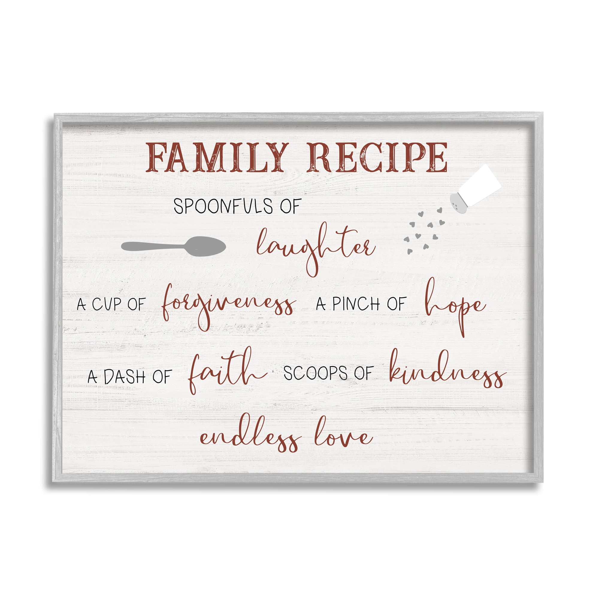 Stupell Industries Family Recipe Happiness Motivational Phrases Kitchen Puns, 14 x 11, Design by CAD Designs