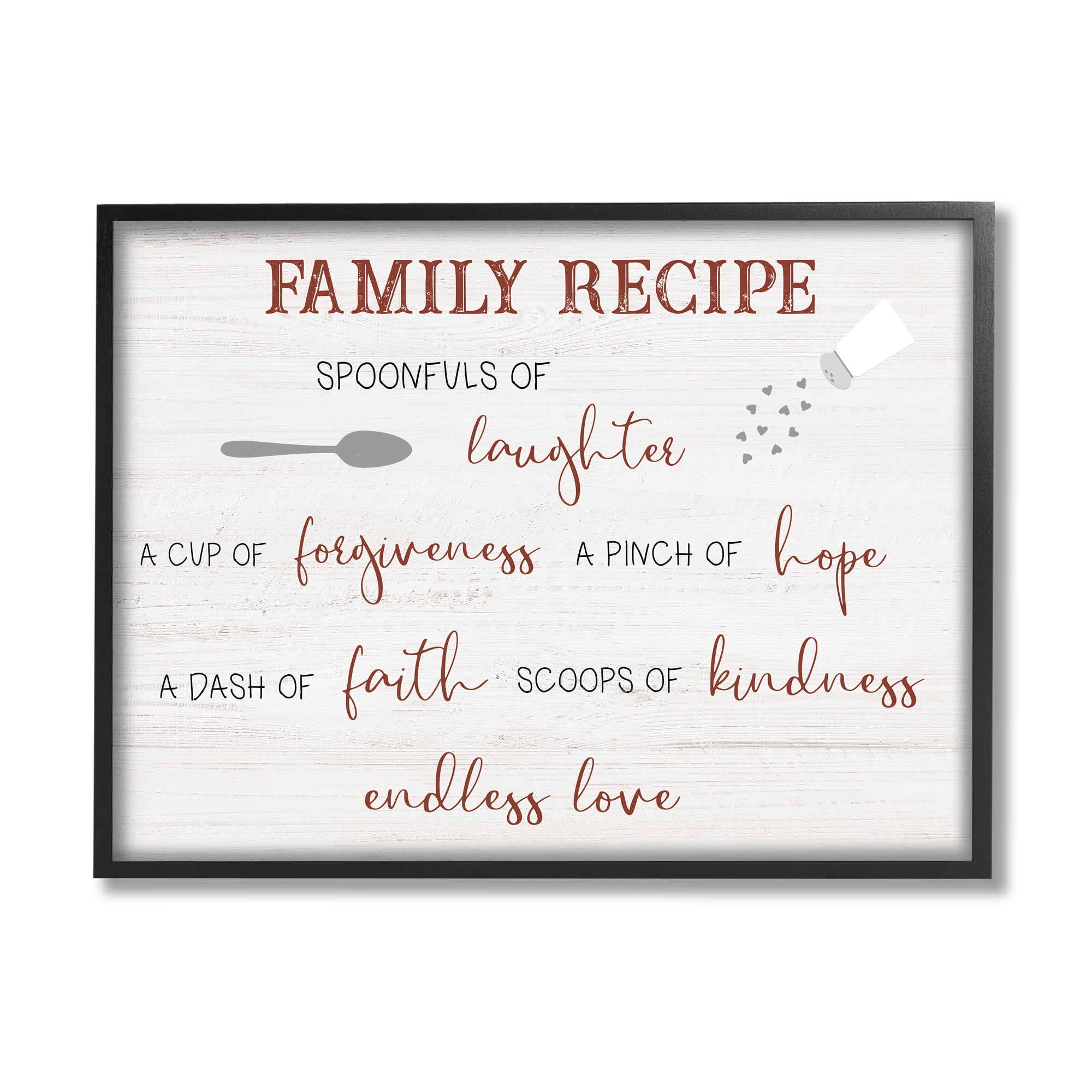 Stupell Industries Family Recipe Happiness Motivational Phrases Kitchen Puns, 14 x 11, Design by CAD Designs