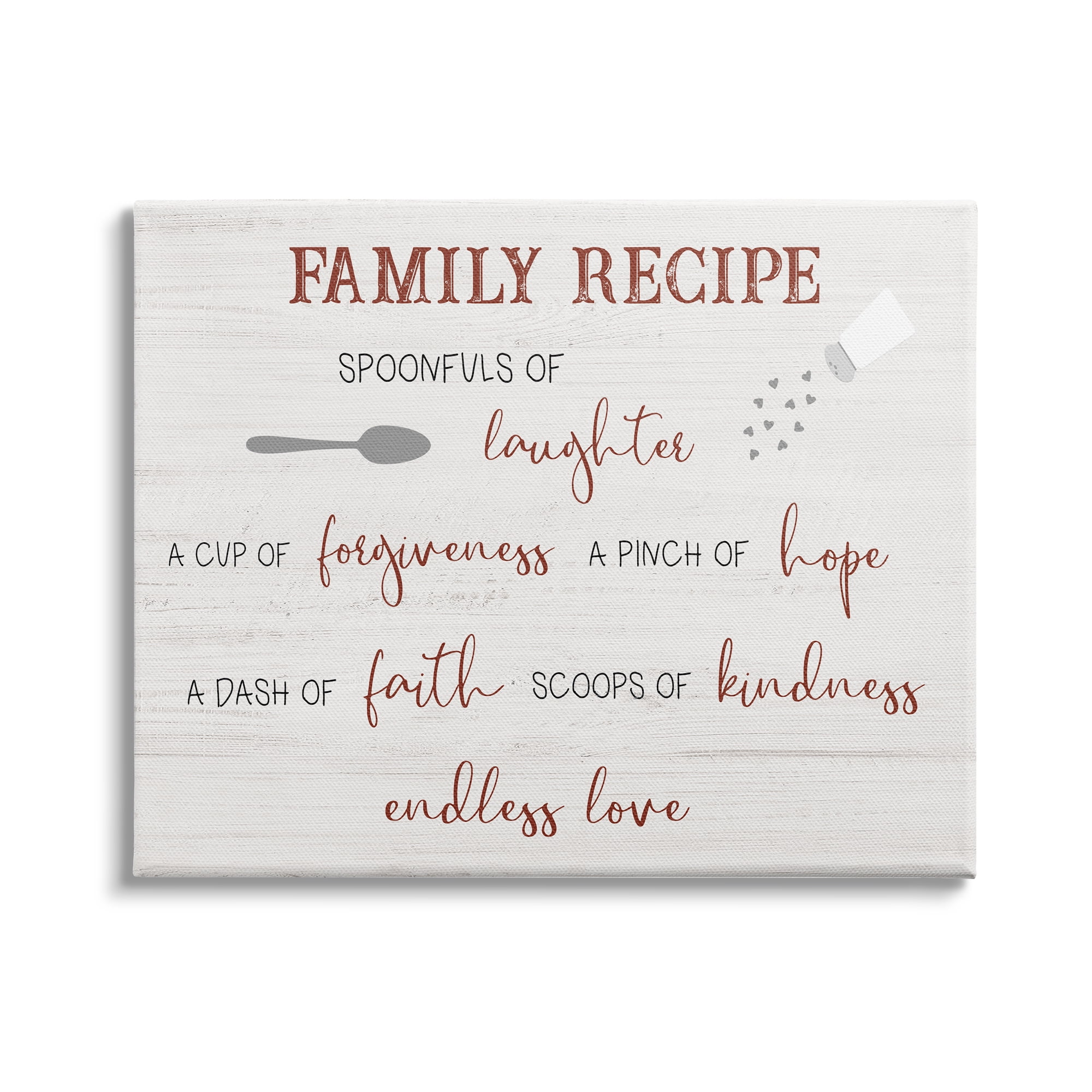 Stupell Industries Family Recipe Happiness Motivational Phrases Kitchen Puns, 40 x 30, Design by CAD Designs