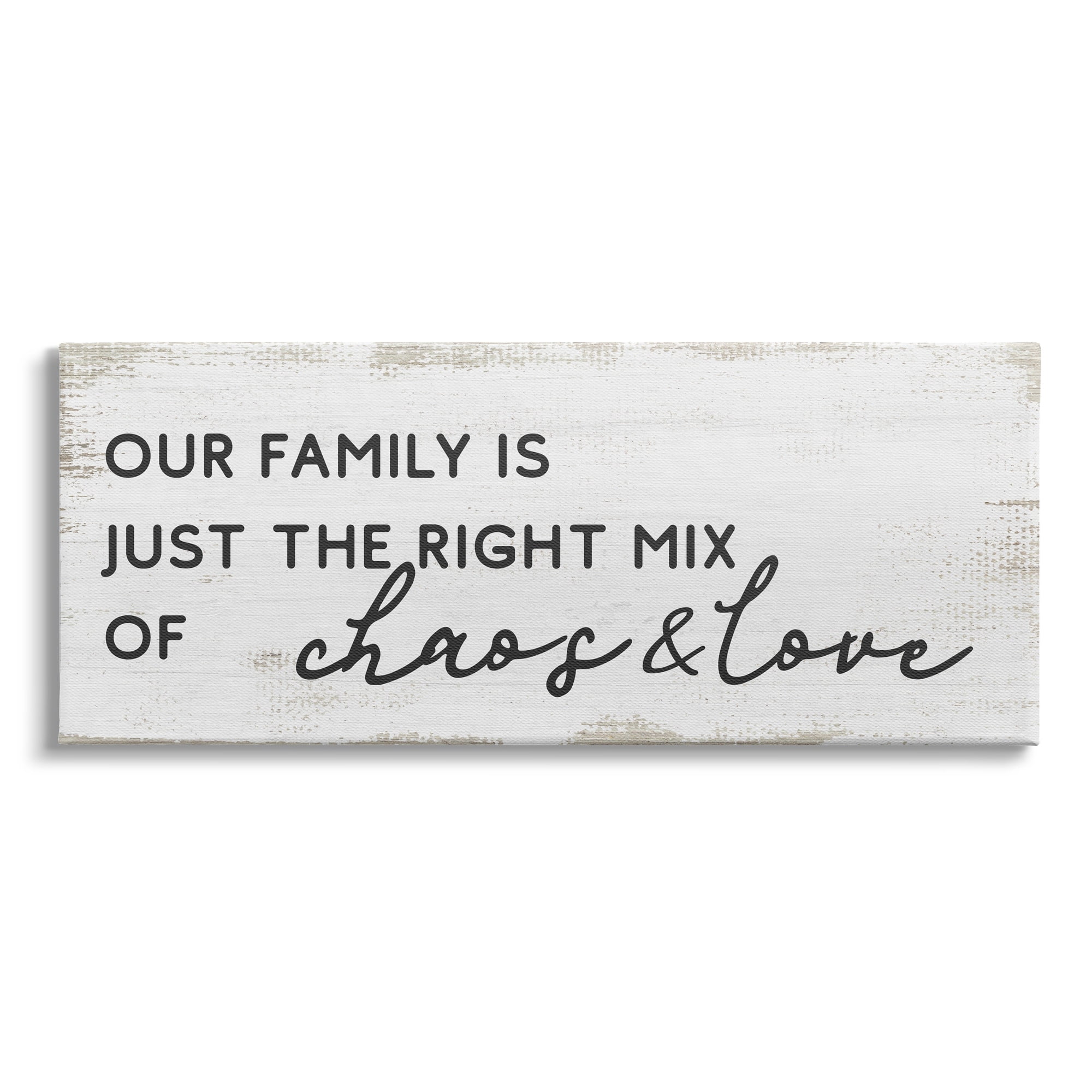 Stupell Industries Family Right Mix Chaos & Love Funny Phrase Graphic Art Gallery-Wrapped Canvas Print Wall Art, 24x10, by Daphne Polselli
