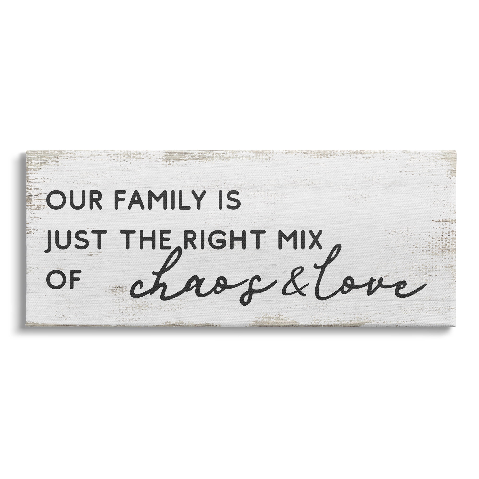 Stupell Industries Family Right Mix Chaos & Love Funny Phrase Graphic Art Gallery-Wrapped Canvas Print Wall Art, 40x17, by Daphne Polselli