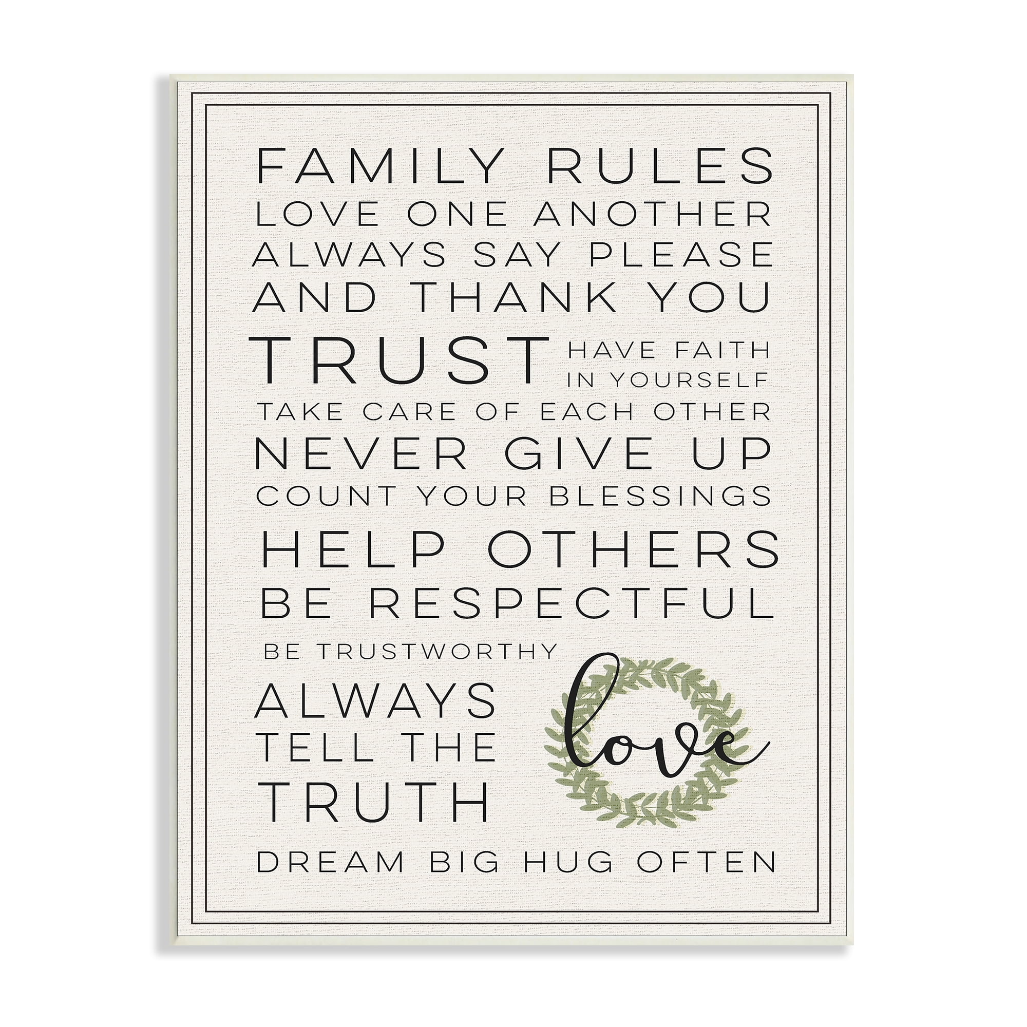 Stupell Industries Family Rules Love Dream Often Typography Painting Unframed Art Print Wall Art, 10 x 15