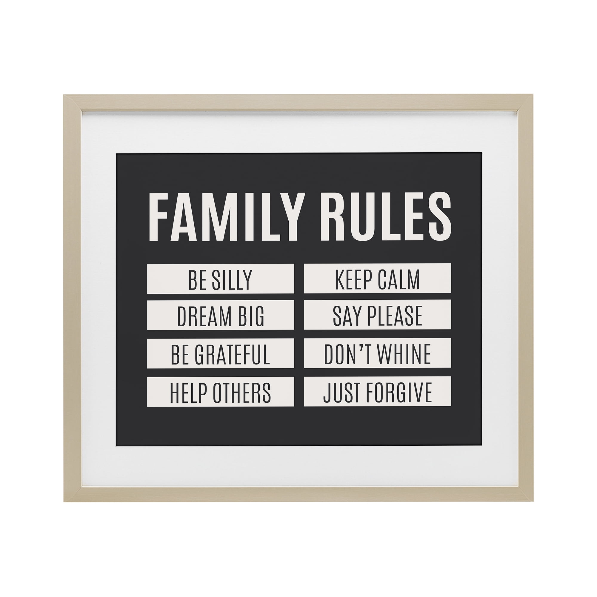 Stupell Industries Family Rules Simple Black Birch Framed Print Under Glass, design by SD Graphics Studio