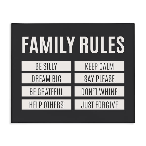 Stupell Industries Family Rules Simple Black Canvas Wall Art, design by SD Graphics Studio