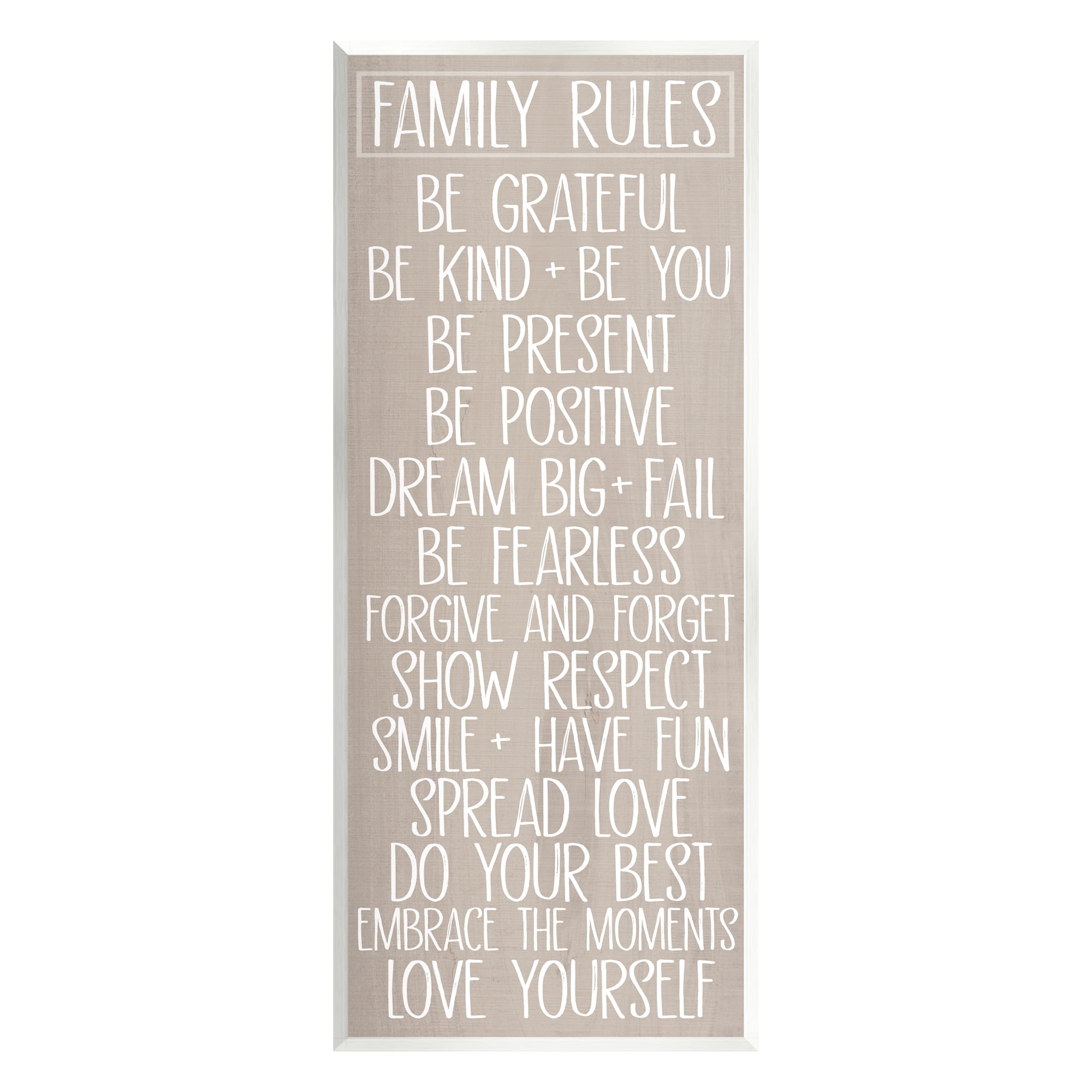 Stupell Industries Family Rules Uplifting List Typography Painting Unframed Art Print Wall Art, 7 x 17
