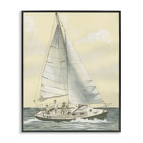 Stupell Industries Family Sailing Trip Transportation Painting Black Framed Art Print Wall Art, 11 x 14