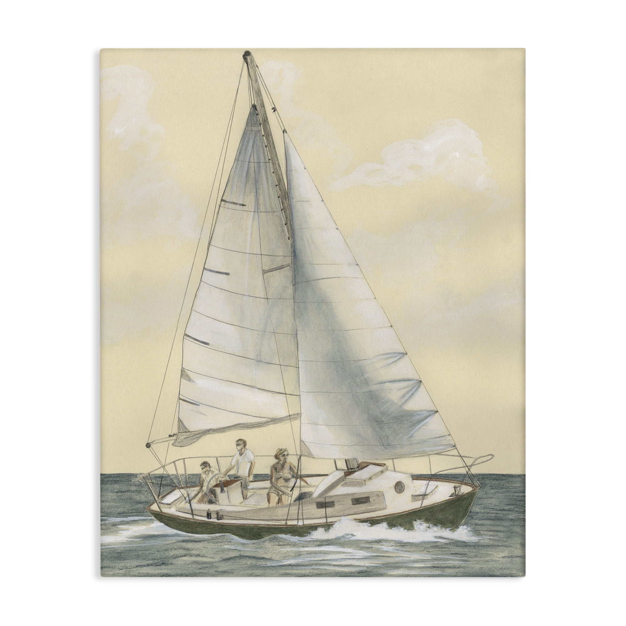 Stupell Industries Family Sailing Trip Transportation Painting Gallery Wrapped Canvas Art Print Wall Art, 36 x 48