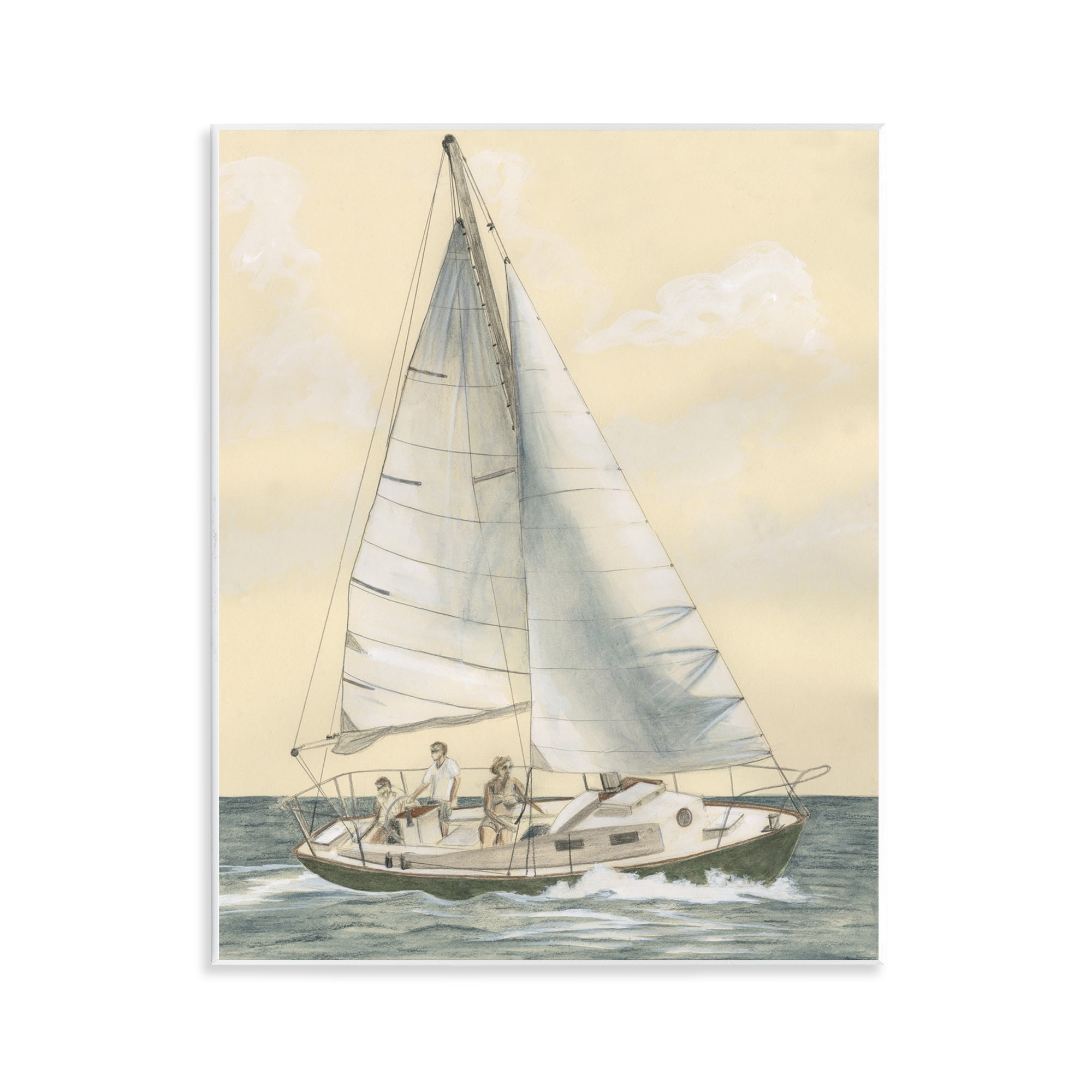 Stupell Industries Family Sailing Trip Transportation Painting Unframed Art Print Wall Art, 11 x 14