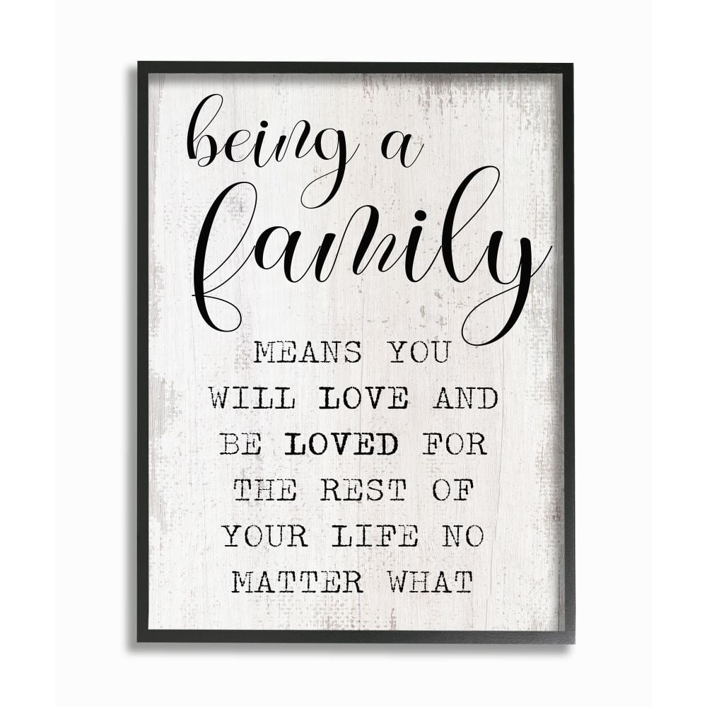 Stupell Industries Family is Being Loved Phrase Motivational Home Sentiments Framed Wall Art Design by Daphne Polselli, 24" x 30", Black Framed