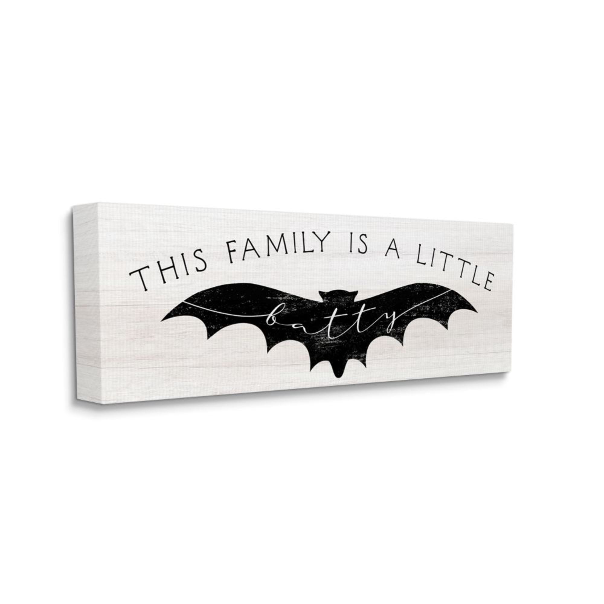 Stupell Industries Family's a Little Batty Phrase Festive Halloween Pun Canvas Wall Art 17 x 40