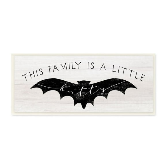 Stupell Industries Family's a Little Batty Phrase Festive Halloween Pun Graphic Art Unframed Art Print Wall Art, 7x17, by Daphne Polselli