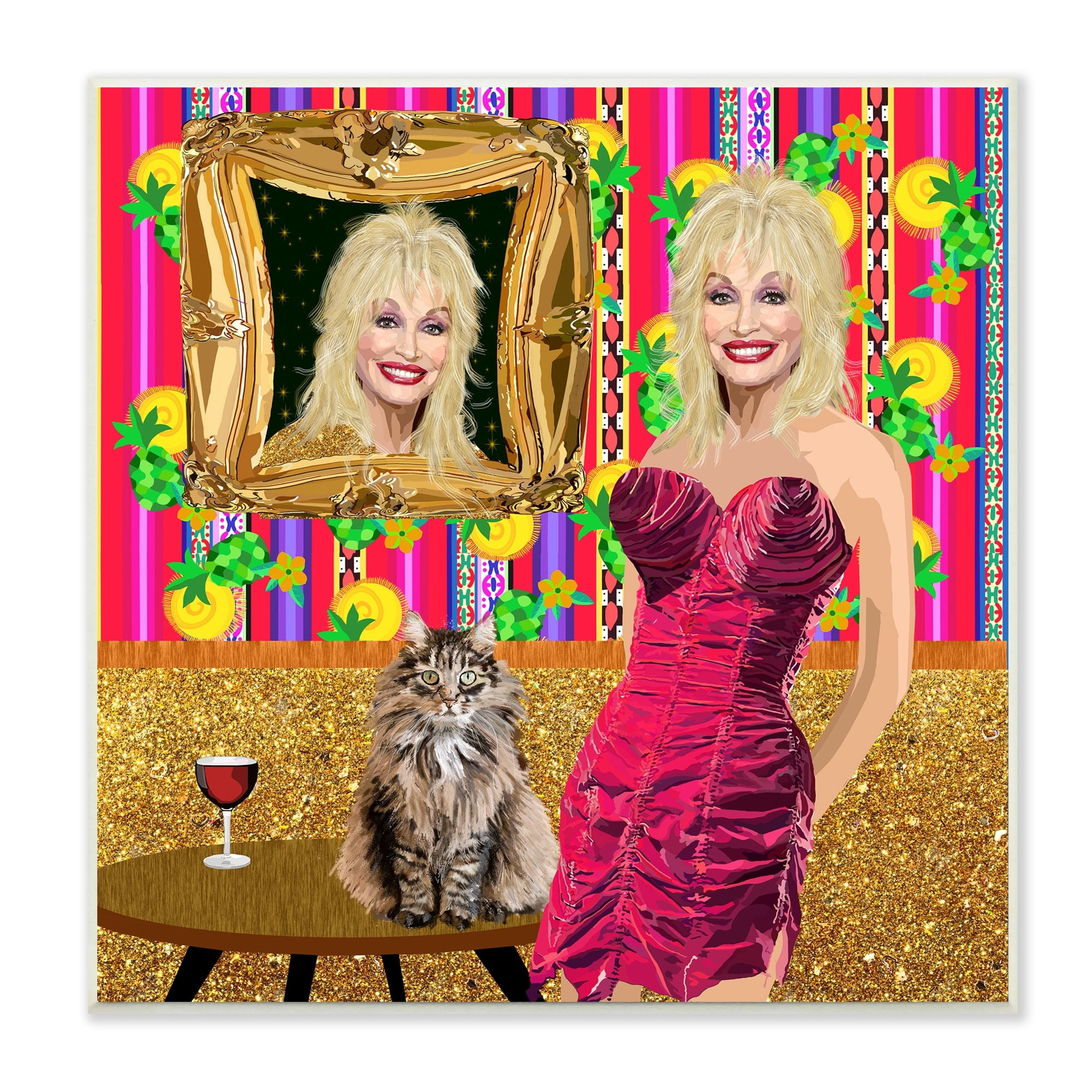 Stupell Industries Famous Country Singer Blonde Playful Dolly Abstract Pattern, 12 x 12, Design by Lynnda Takos