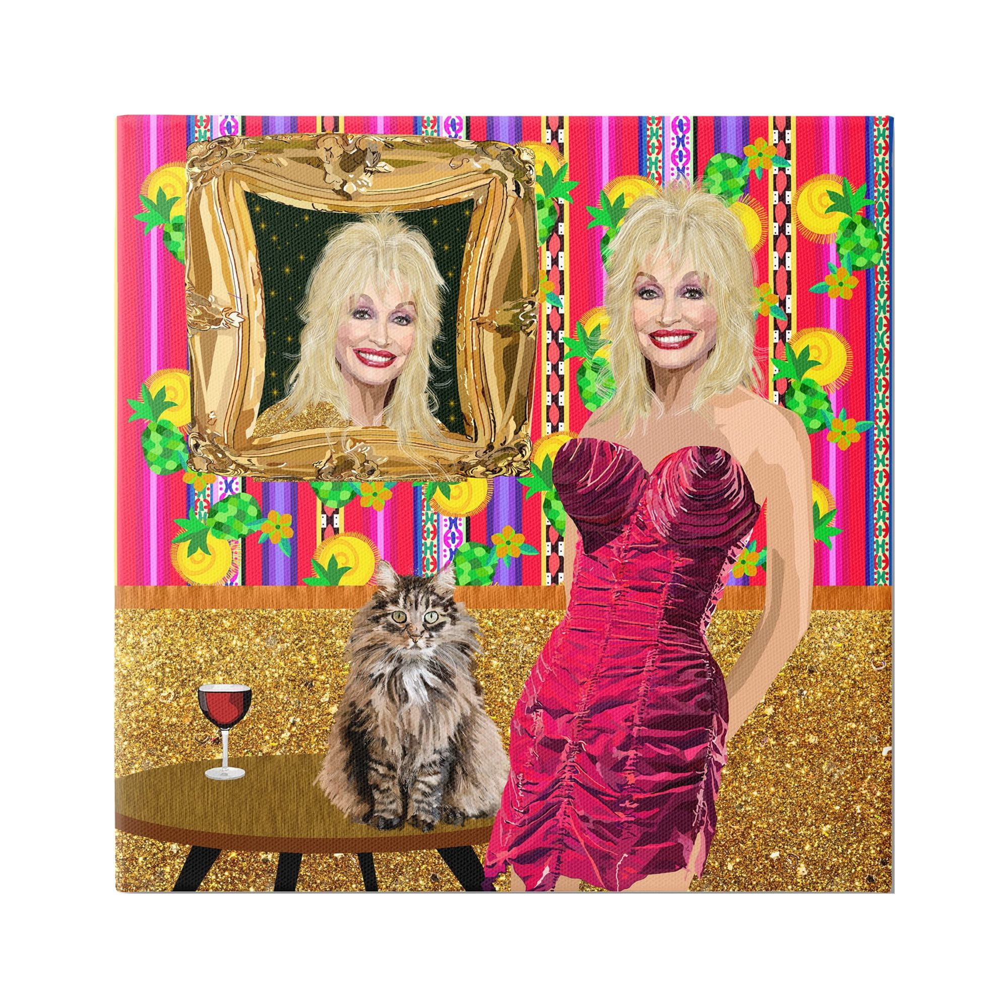 Vibrant Abstract Pattern Canvas Wall Art with Blonde Figure