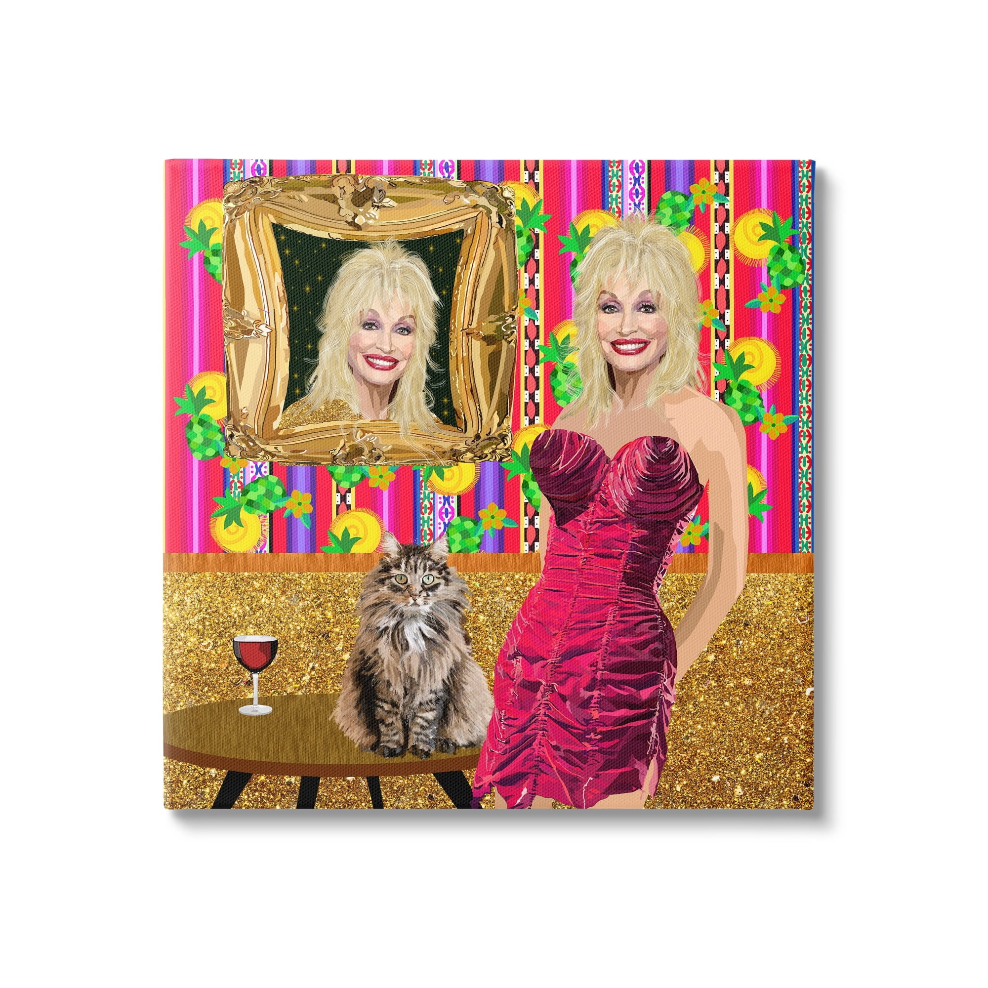 Stupell Industries Famous Country Singer Blonde Playful Dolly Abstract Pattern Graphic Art Gallery-Wrapped Canvas Print Wall Art, 30x30, by Lynnda Takos
