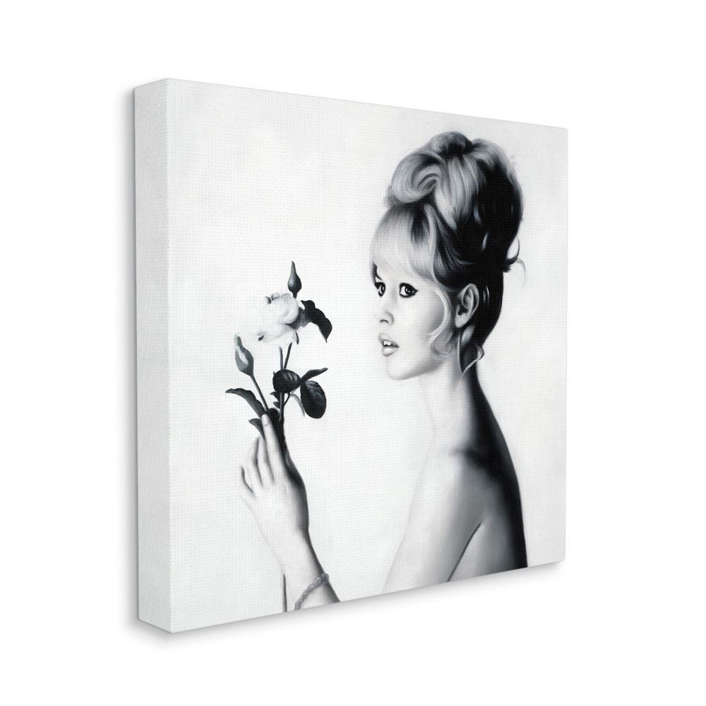 Stupell Industries Famous People Bardot Female Floral Side Portrait Canvas Wall Art Design by Urban Road, 24" x 24"