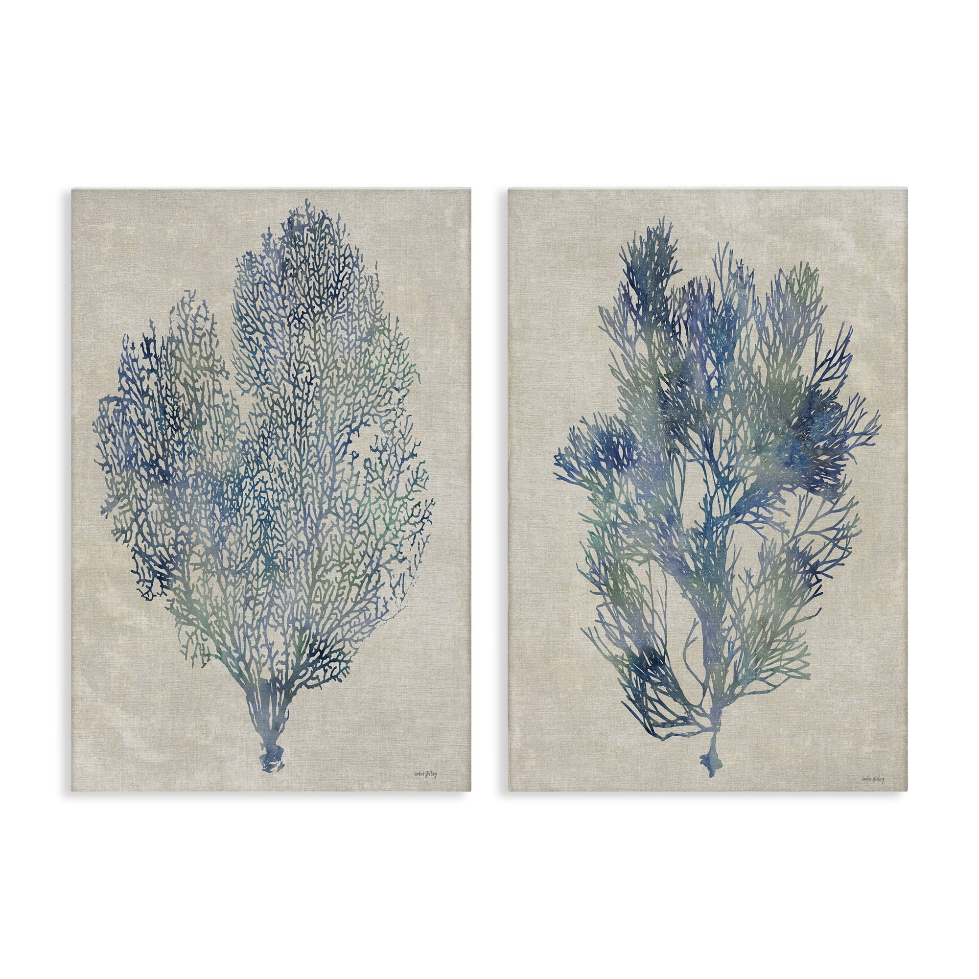 Stupell Industries Fan Coral Study in Blues 2 Piece Canvas Wall Art Set, design by Amber Sterling