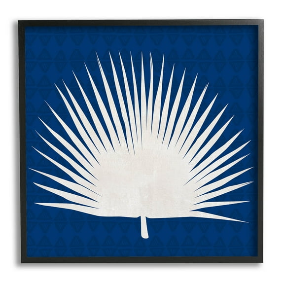 Stupell Industries Fan Palm Leaf Silhouette Graphic Art Black Framed Art Print Wall Art, Design by Susan Jill