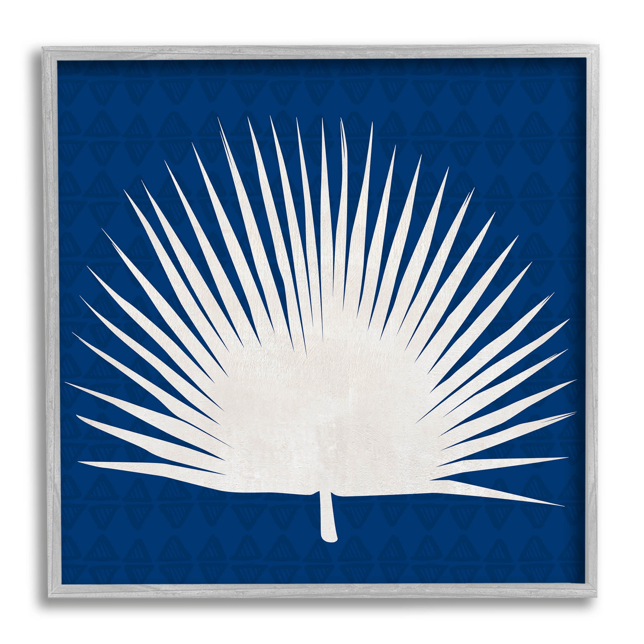 Stupell Industries Fan Palm Leaf Silhouette Graphic Art Gray Framed Art Print Wall Art, Design by Susan Jill