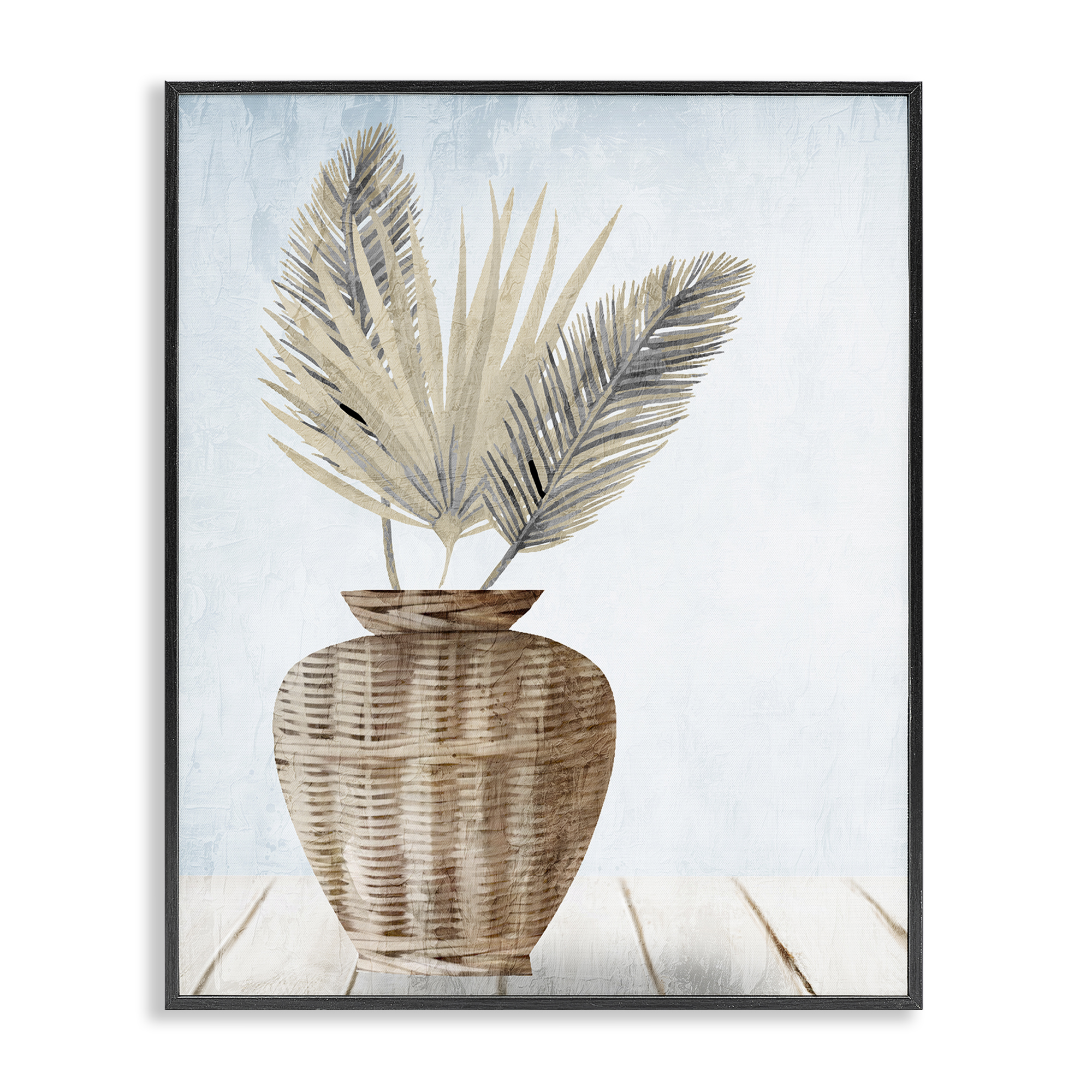 Stupell Industries Fan Plant Leaves Plants & Flowers Painting Black Framed Art Print Wall Art, 16 x 20