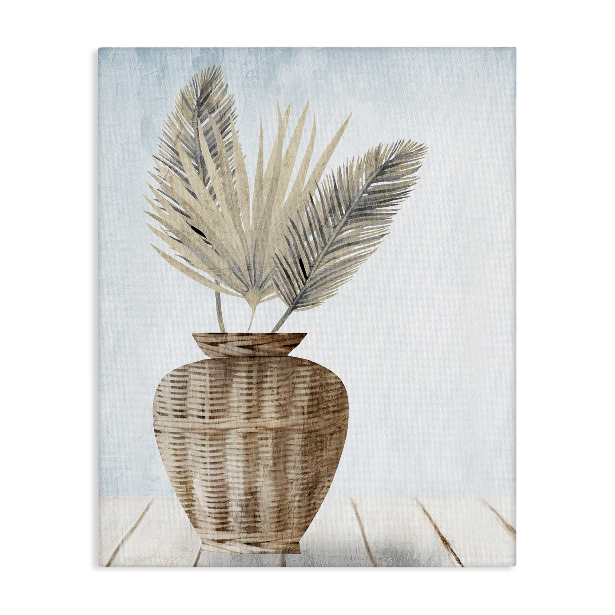 Stupell Industries Fan Plant Leaves Plants & Flowers Painting Wrapped Canvas Art Print Wall Art, 36 x 48