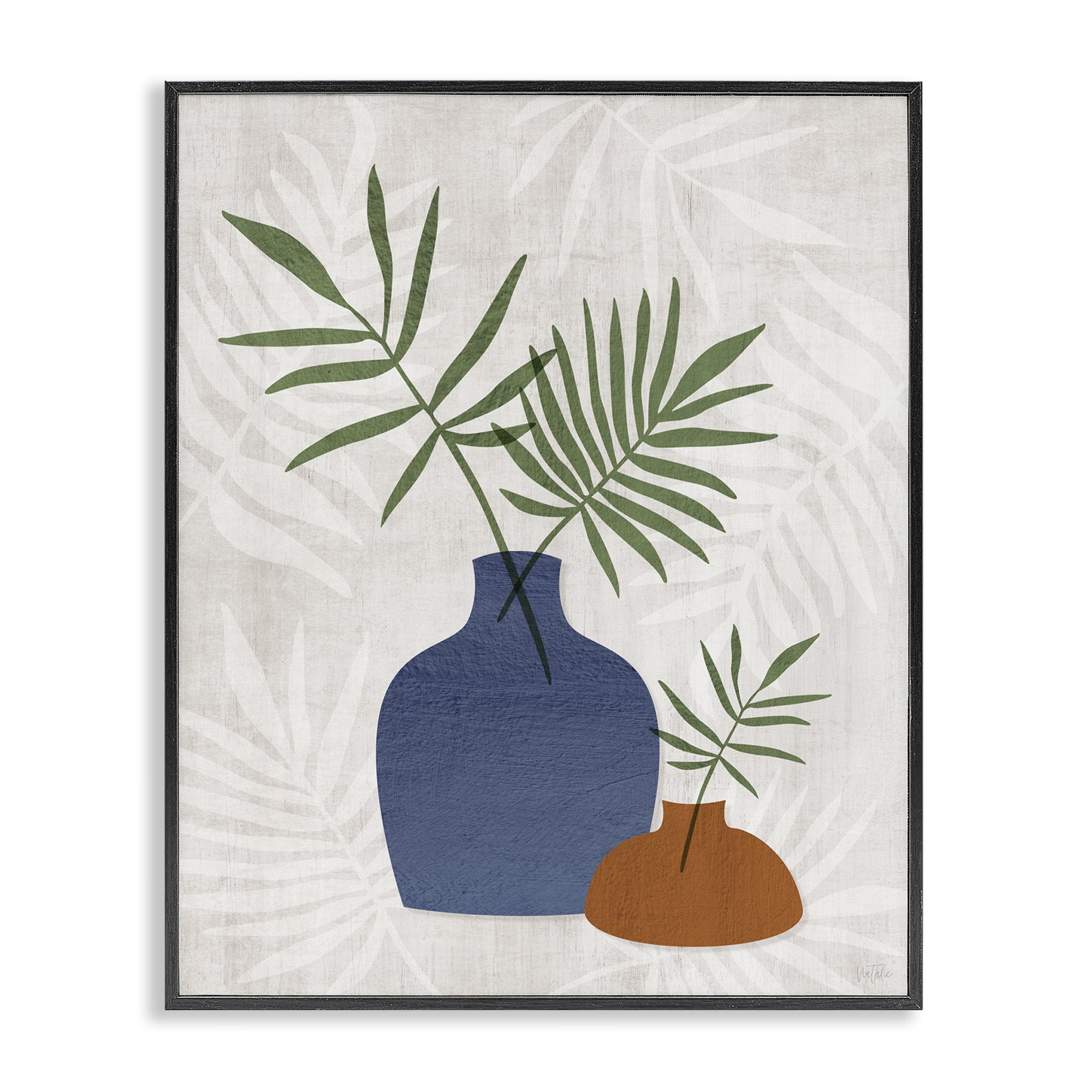 Stupell Industries Fan Plant Sprigs Plants & Flowers Painting Black Framed Art Print Wall Art, 11 x 14