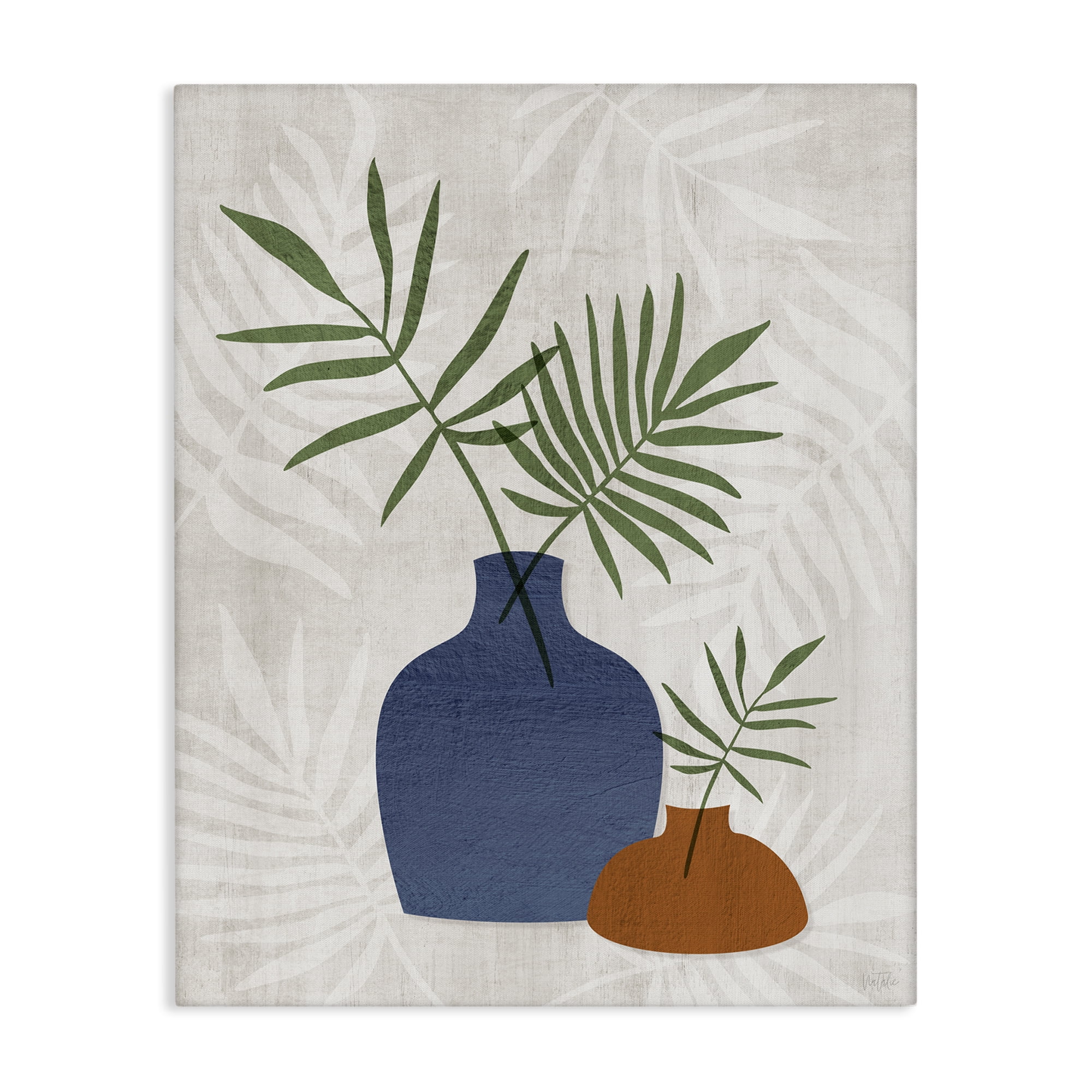 Stupell Industries Fan Plant Sprigs Plants & Flowers Painting Wrapped Canvas Art Print Wall Art, 16 x 20
