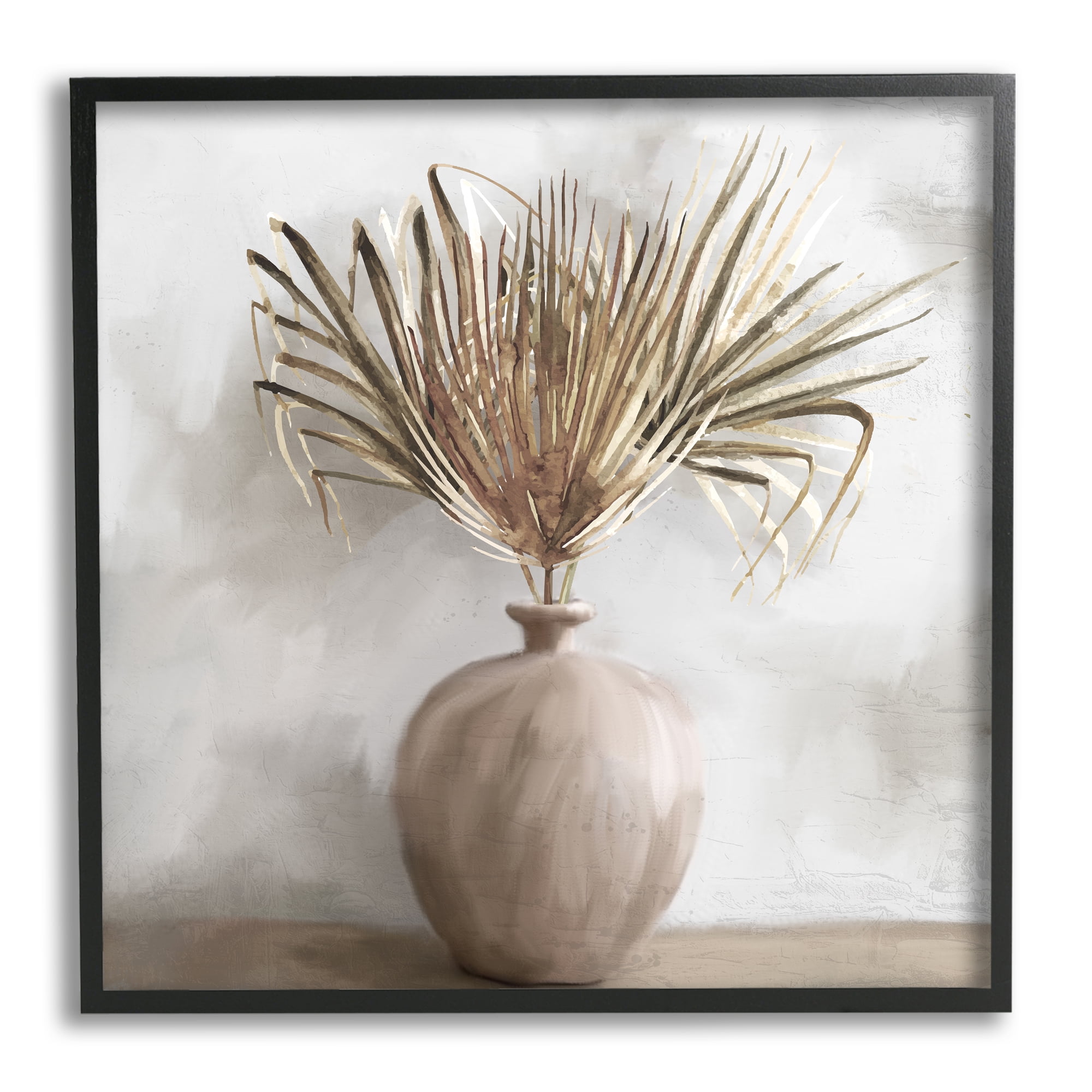 Stupell Industries Fan Plant in Vase Botanical & Floral Painting Black Framed Art Print Wall Art, 24 x 24