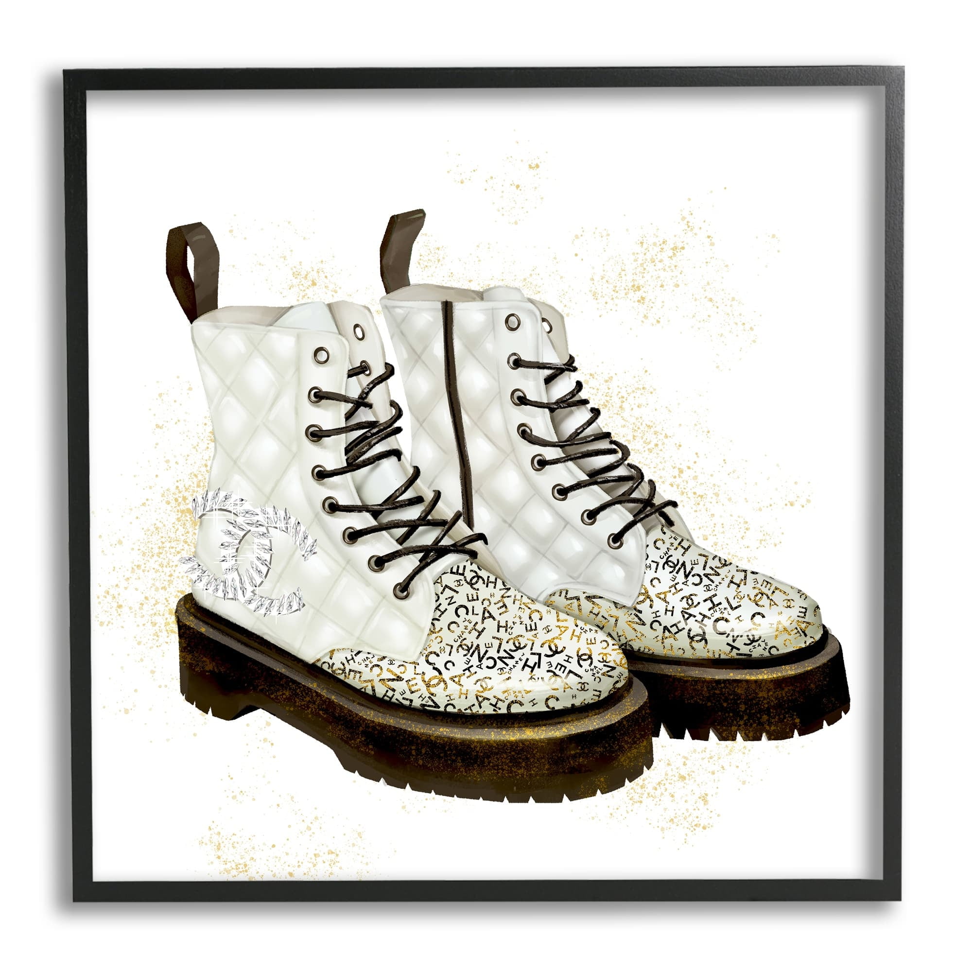 Stupell Industries Fancy Boots Sparkling Fashion Shoes Deluxe Pattern,17 x 30, Design by Ziwei Li