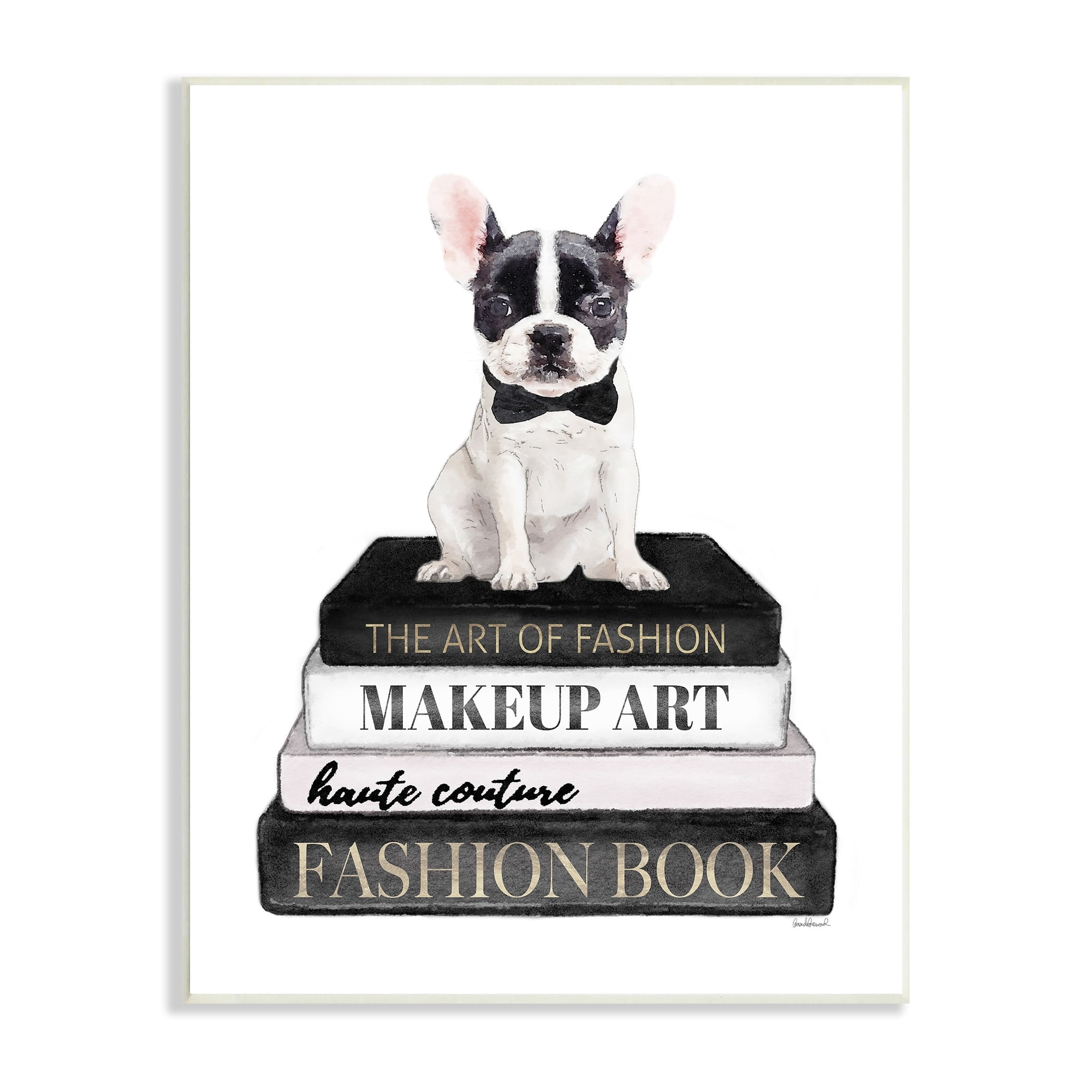 Stupell Industries Fancy Boston Terrier Bookcase Dog Fashion Apparel ,10 x 15, Design by Amanda Greenwood