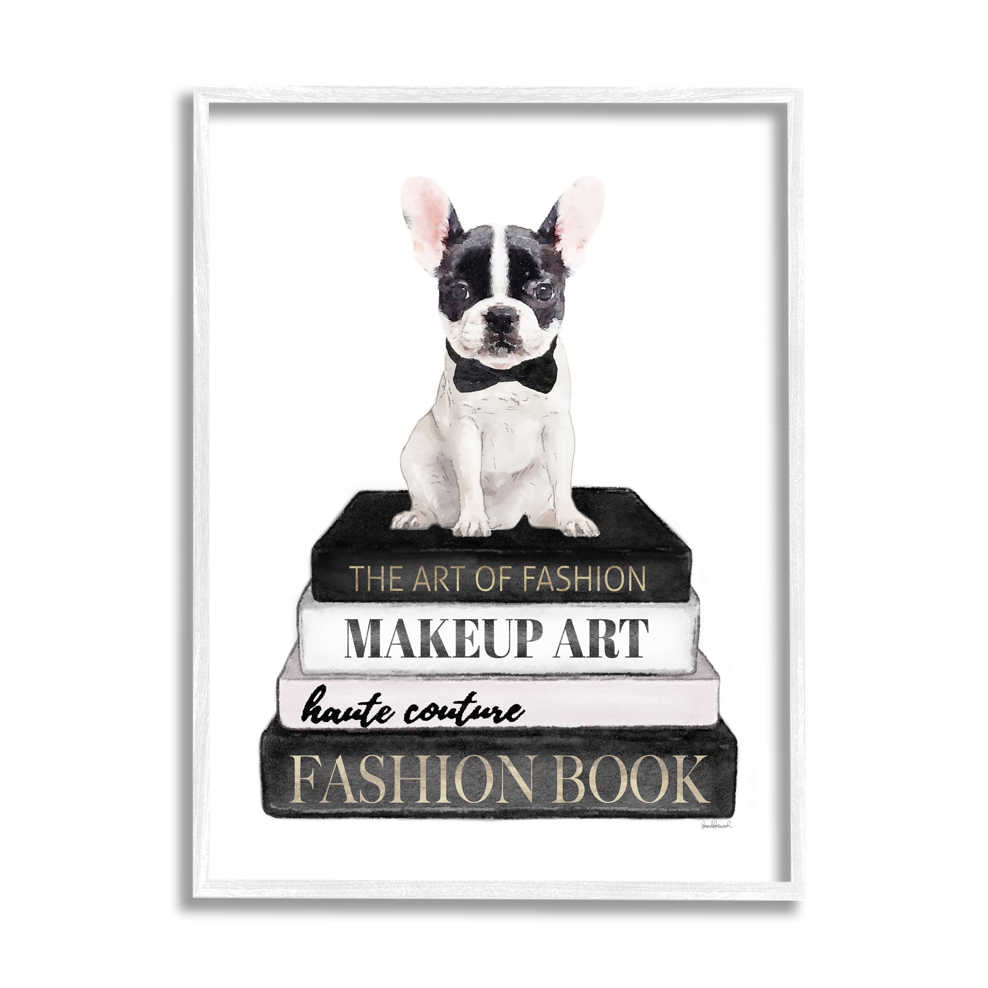 Stupell Industries Fancy Boston Terrier Bookcase Dog Fashion Apparel ,24 x 30, Design by Amanda Greenwood
