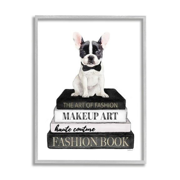 Stupell Industries Fancy Boston Terrier Bookcase Dog Fashion Apparel ,24 x 30, Design by Amanda Greenwood