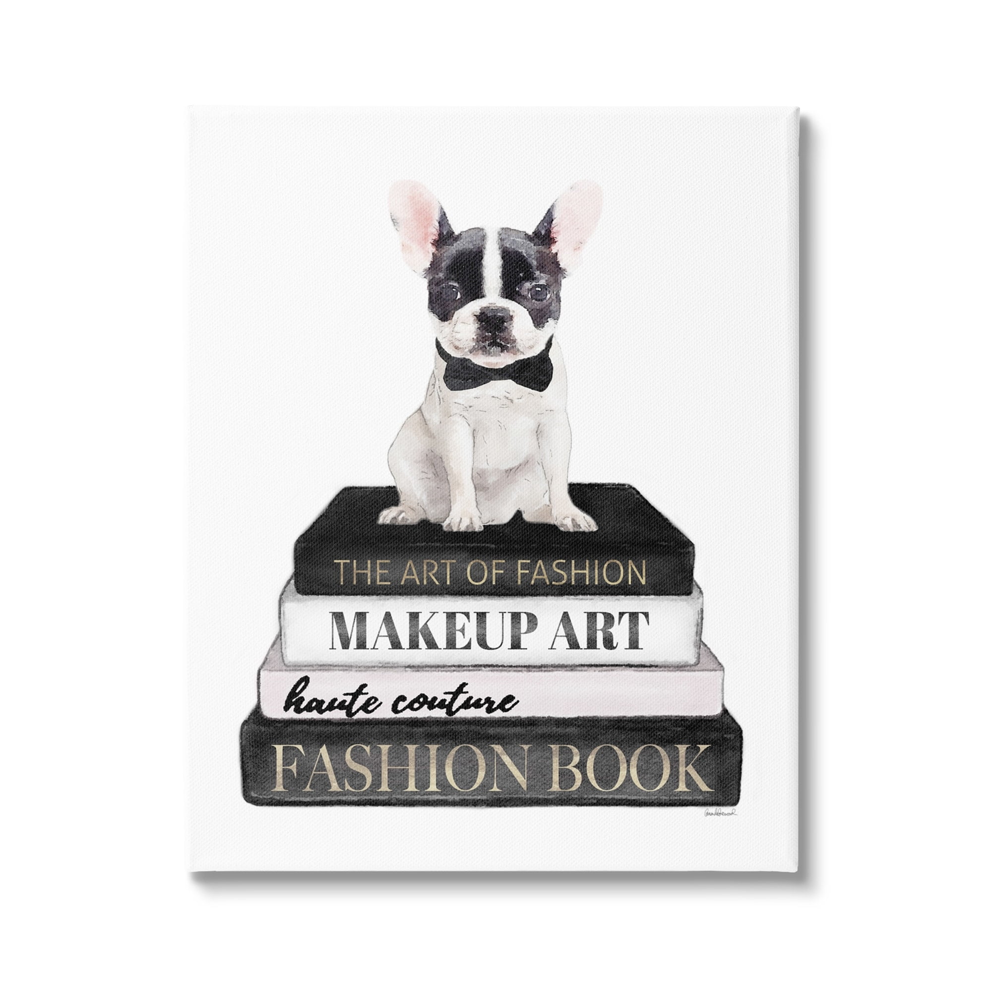 Stupell Industries Fancy Boston Terrier Bookcase Dog Fashion Apparel ,24 x 30, Design by Amanda Greenwood