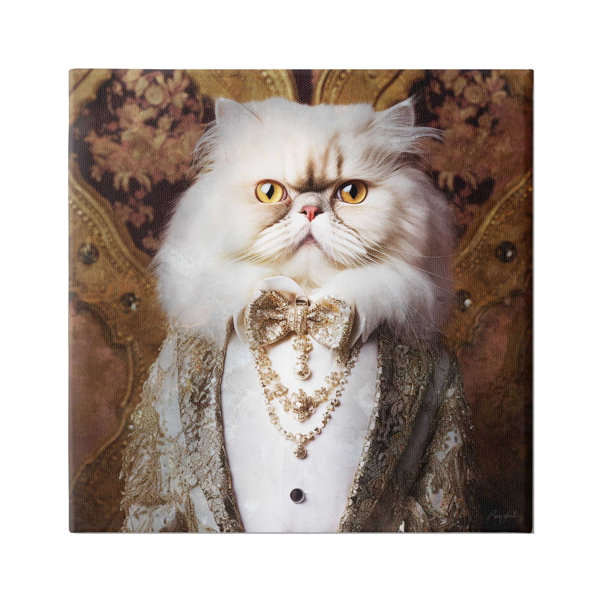 Stupell Industries Fancy Cat Portrait Animals & Insects Painting Gallery Wrapped Canvas Art Print Wall Art, 36 x 36