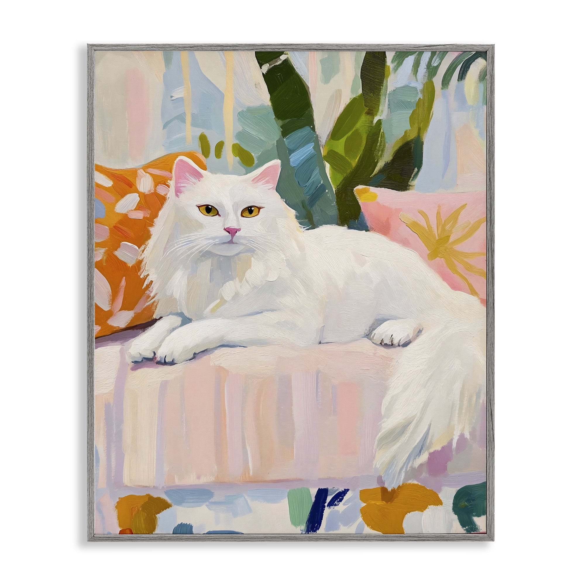 Stupell Industries Fancy Cat on Pastel Sofa Gray Framed Giclee Art, design by The Prints Vibe