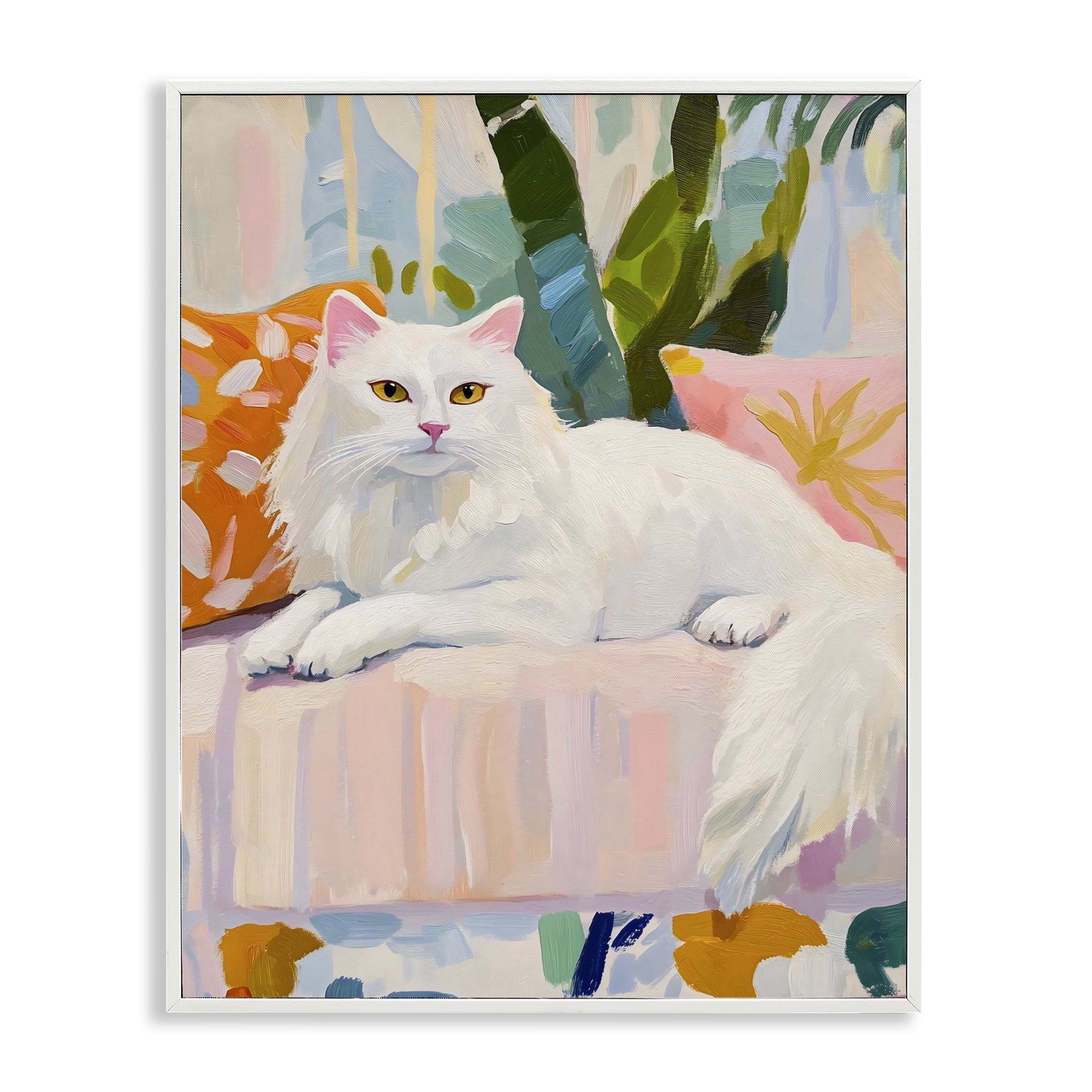 Stupell Industries Fancy Cat on Pastel Sofa White Framed Giclee Art, design by The Prints Vibe