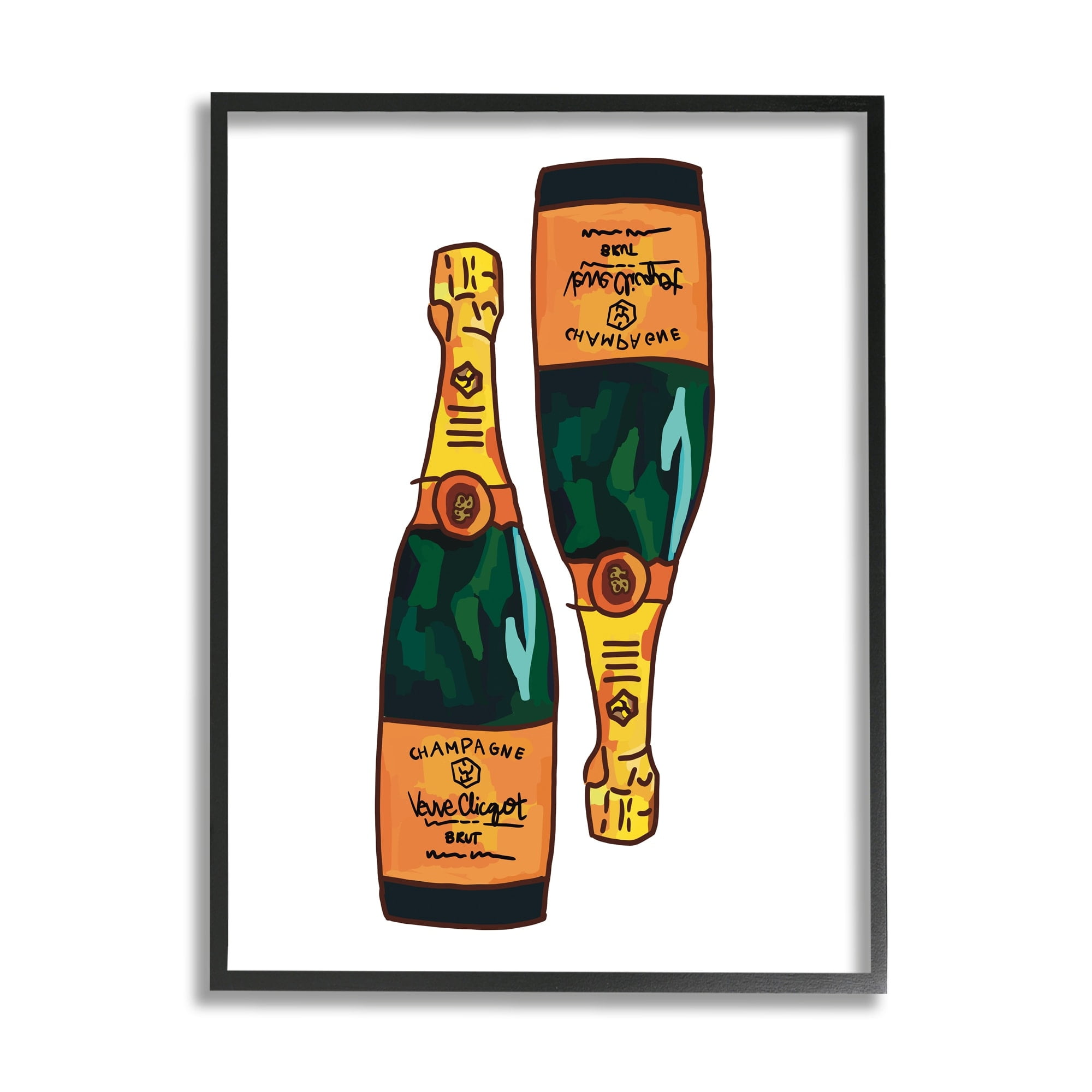 Stupell Industries Fancy Champagne Bottles Pair Kitchen Bar Design Graphic Art Black Framed Art Print Wall Art, Design by Amelia Noyes
