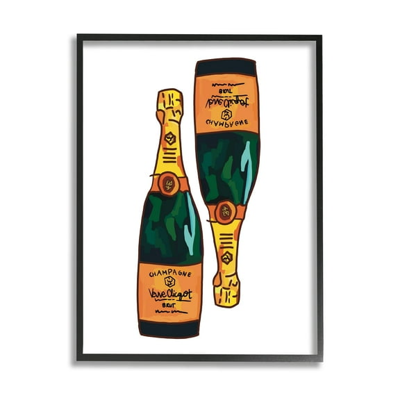 Stupell Industries Fancy Champagne Bottles Pair Kitchen Bar Design Graphic Art Black Framed Art Print Wall Art, Design by Amelia Noyes