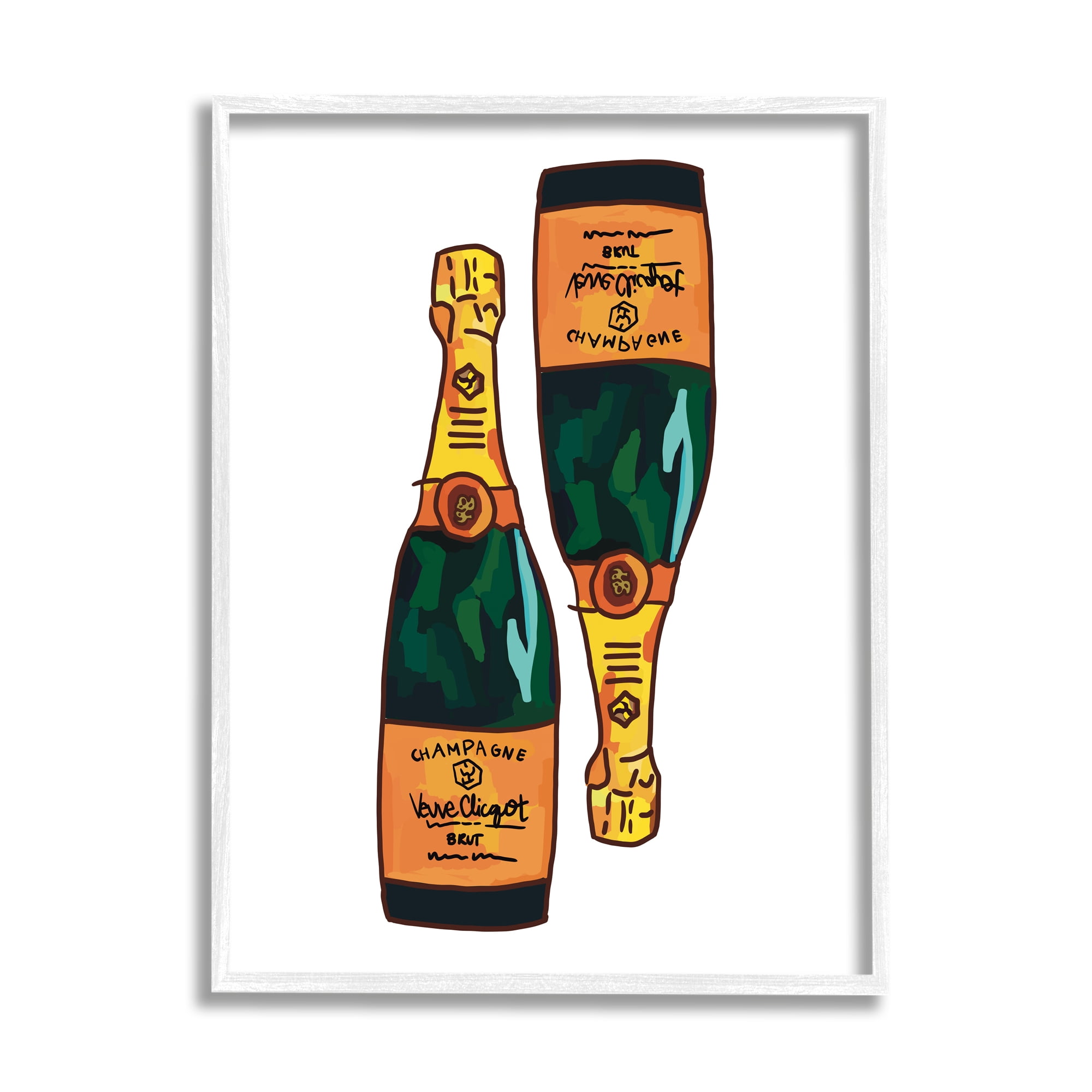 Stupell Industries Fancy Champagne Bottles Pair Kitchen Bar Design Graphic Art White Framed Art Print Wall Art, Design by Amelia Noyes