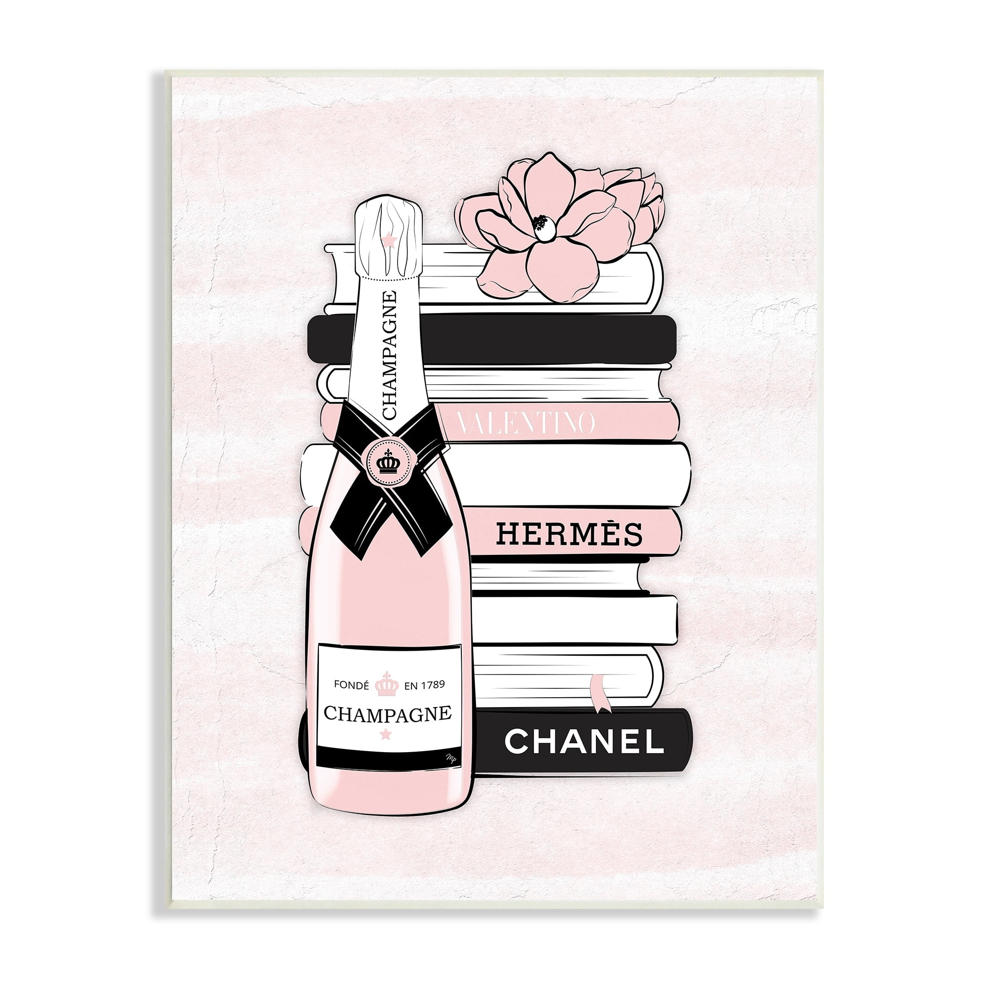 Stupell Industries Fancy Champagne Crown Bottle Luxury Fashion Flower Bookcase ,10 x 15, Design by Martina Pavlova
