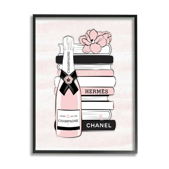Stupell Industries Fancy Champagne Crown Bottle Luxury Fashion Flower Bookcase ,16 x 20, Design by Martina Pavlova