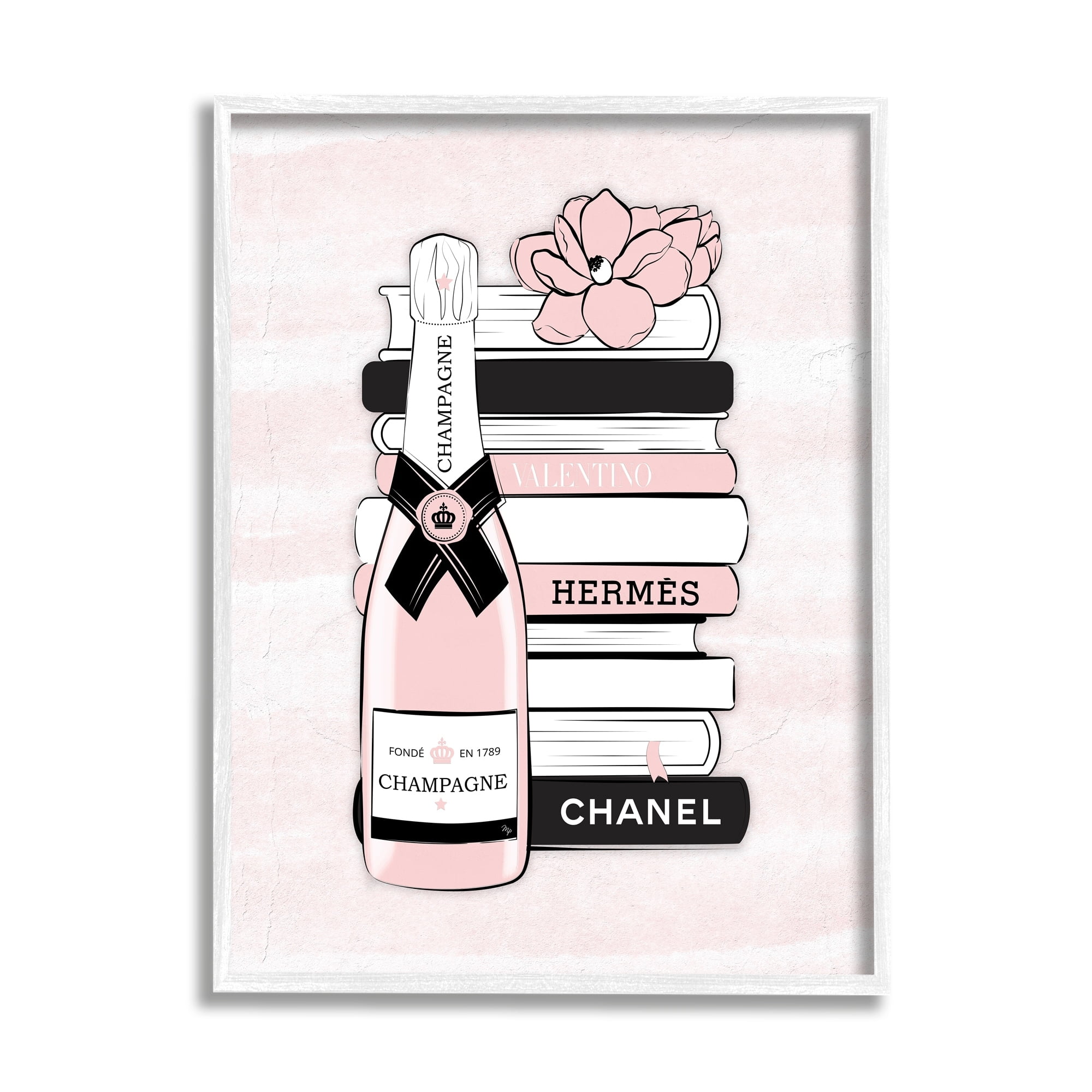 Stupell Industries Fancy Champagne Crown Bottle Luxury Fashion Flower Bookcase ,16 x 20, Design by Martina Pavlova