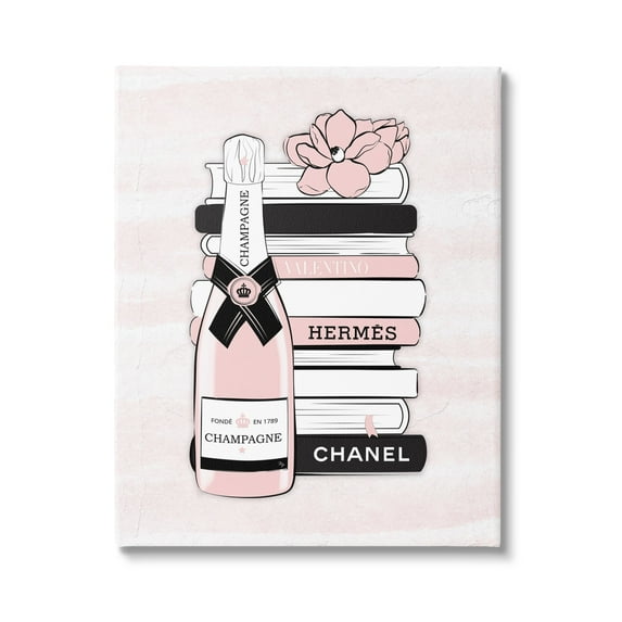 Stupell Industries Fancy Champagne Crown Bottle Luxury Fashion Flower Bookcase ,24 x 30, Design by Martina Pavlova